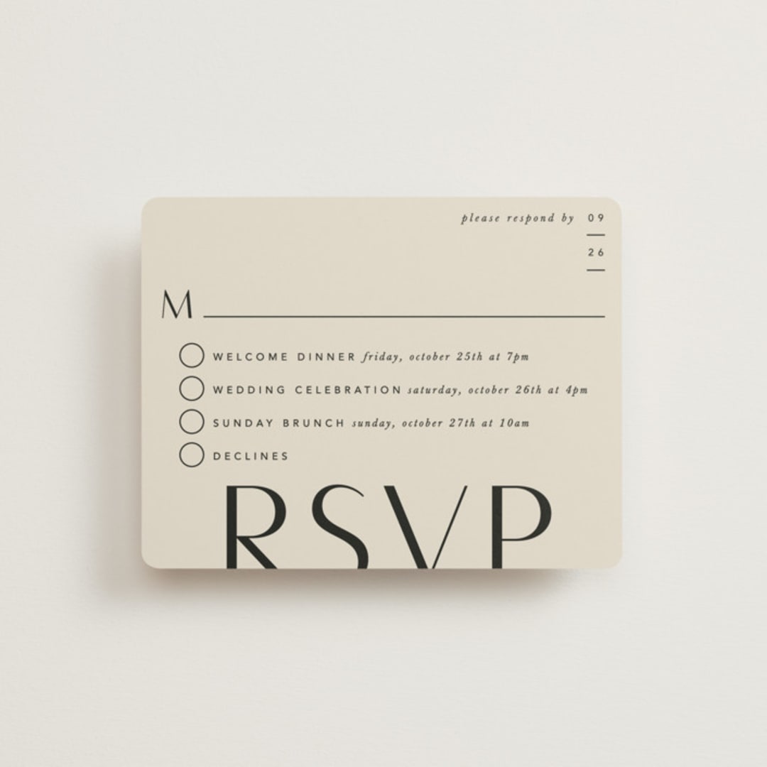 "Amara" - Multi-Event RSVP Cards in Sand by Robert and Stella - Front
