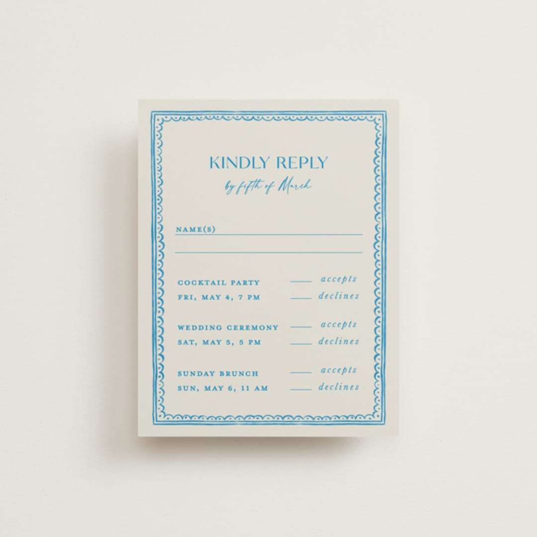 "Mediterraneo" - Multi-Event RSVP Cards in Ocean by Pati Cascino - Front