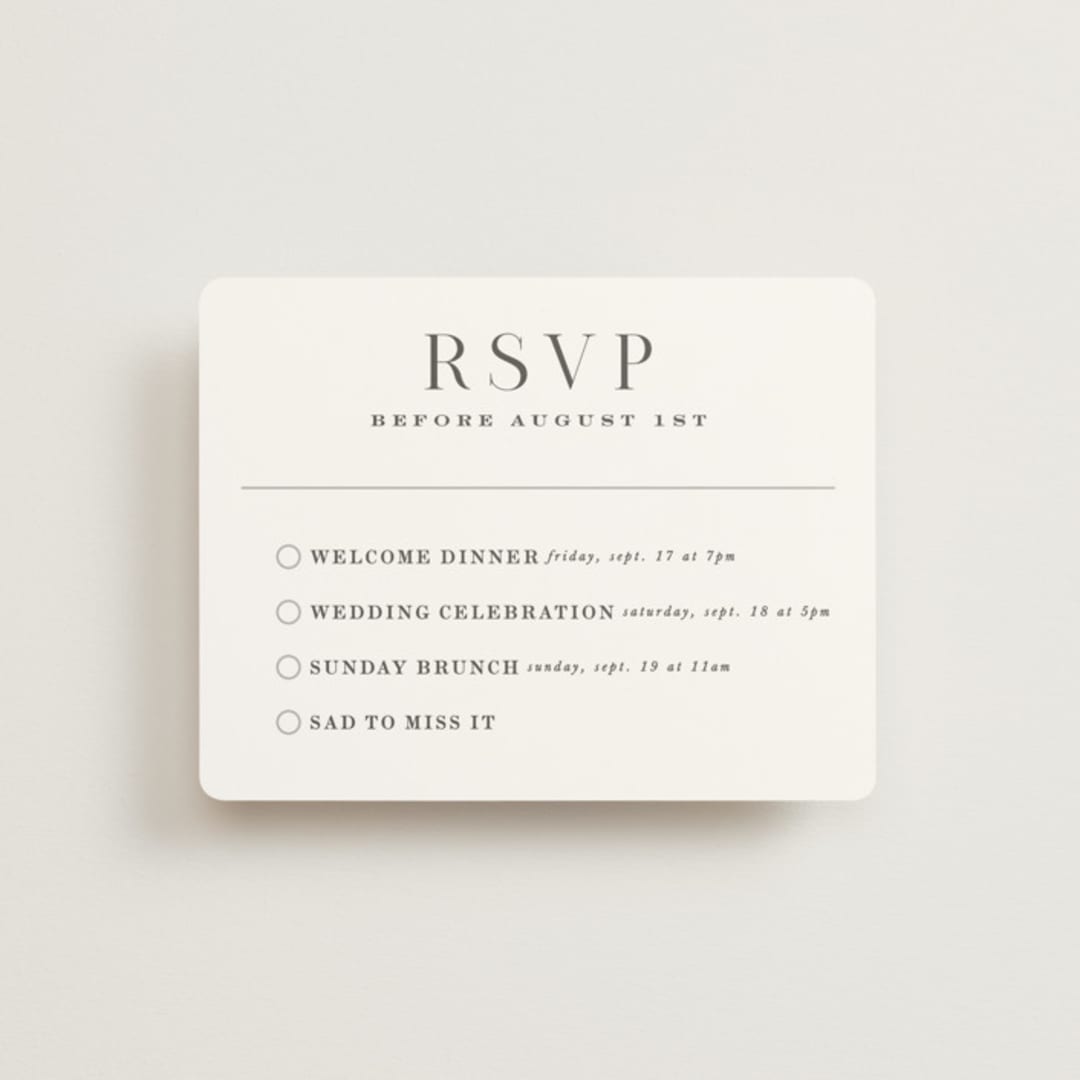 "Everly" - Multi-Event RSVP Cards in Snow by Hooray Creative - Front