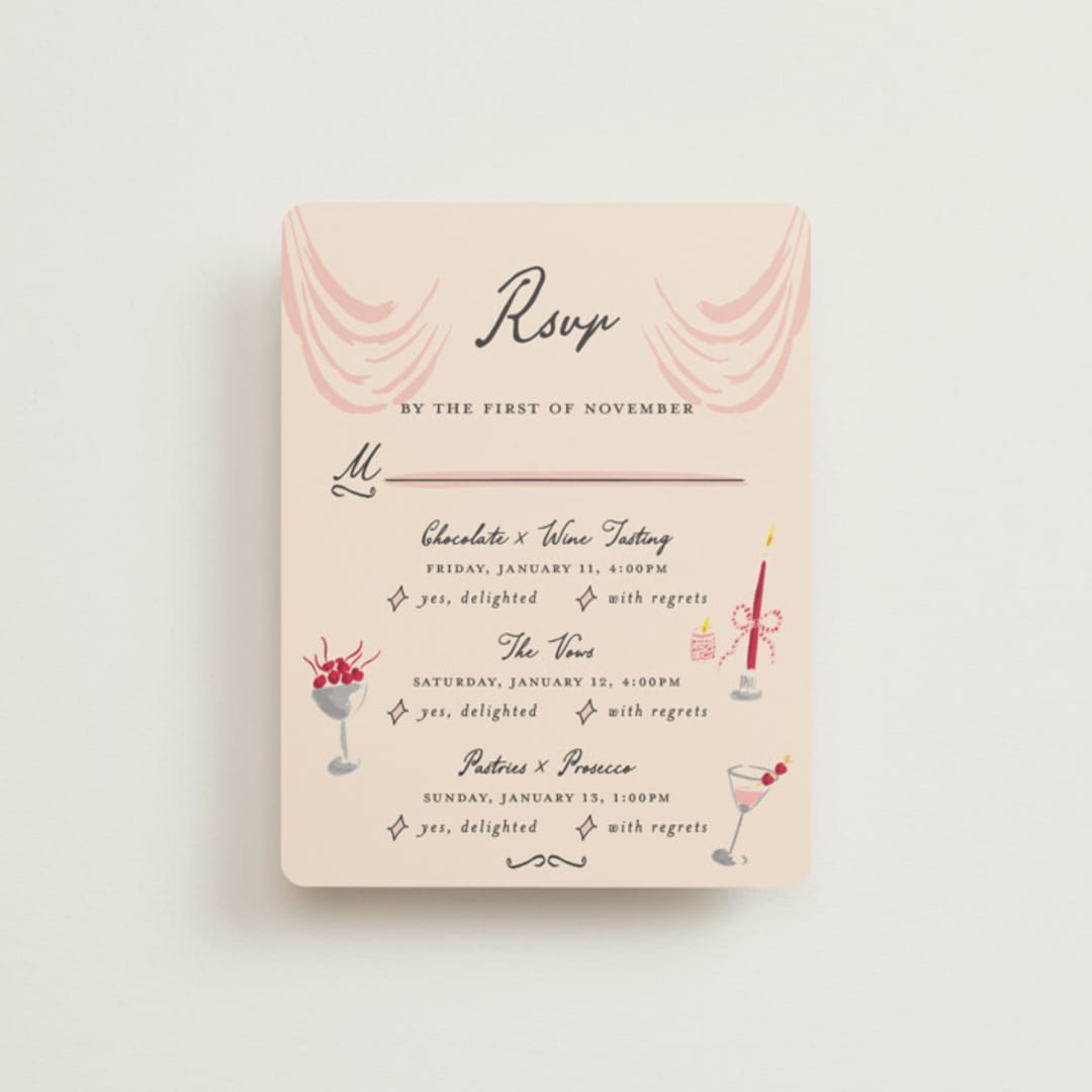 "Velvet Cherry" - Multi-Event RSVP Cards in Cherry by Sarah Rosenthal - Front