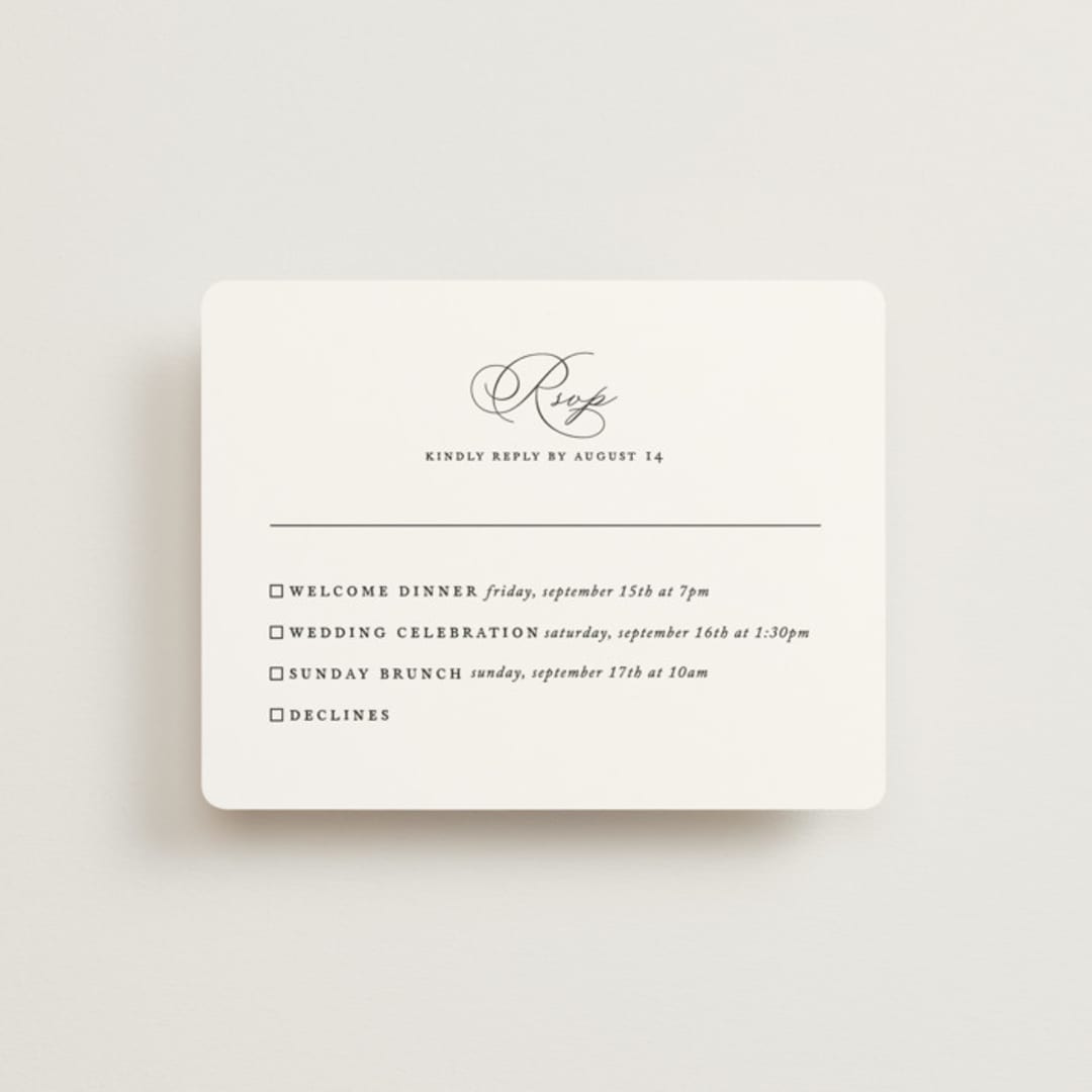 "Initial" - Multi-Event RSVP Cards in Pearl by Jennifer Postorino - Front