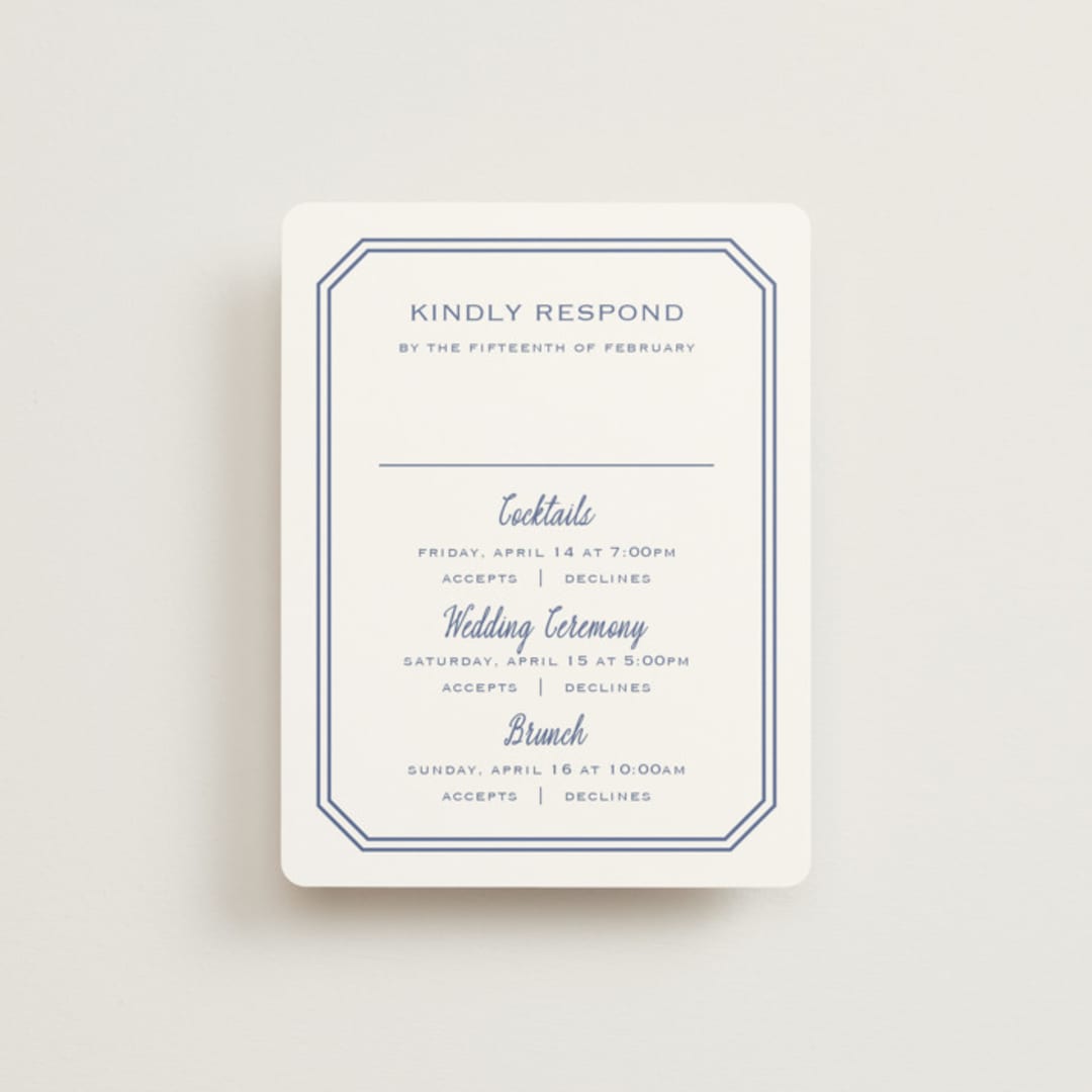 "Deluxe" - Multi-Event RSVP Cards in Blueberry by Carolyn MacLaren - Front
