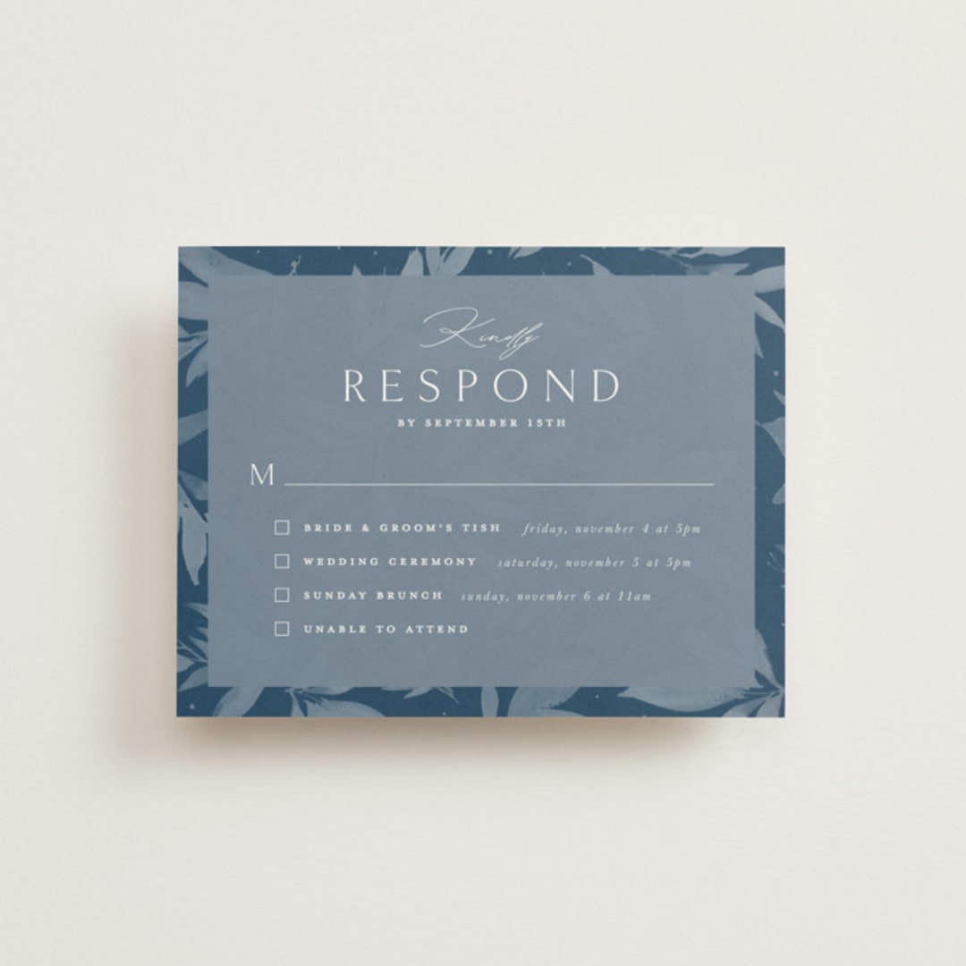 "Linen" - Multi-Event RSVP Cards in Midnight by Ashley Rosenbaum - Front