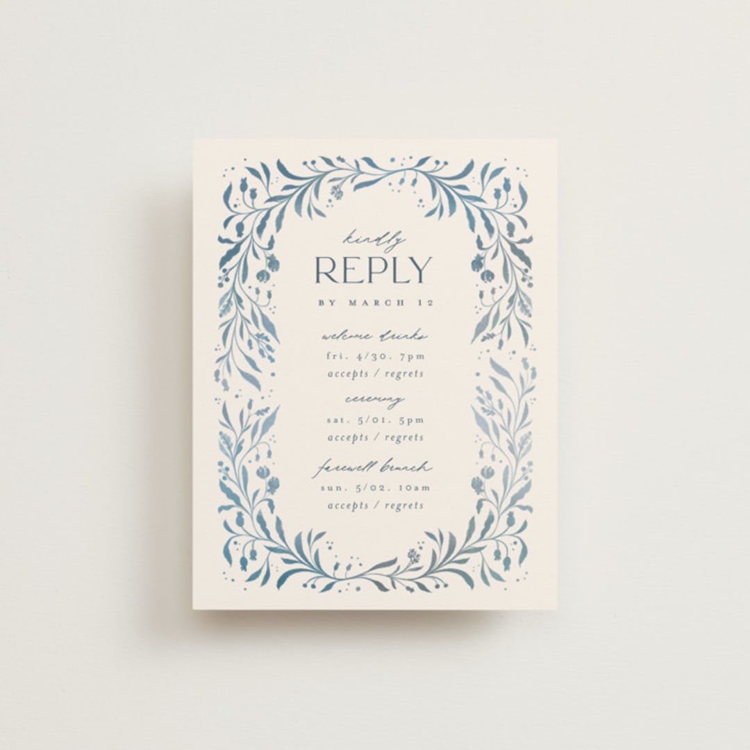 "Porcelain" - Multi-Event RSVP Cards in Delft Blue by Ashley DeMeyere - Front