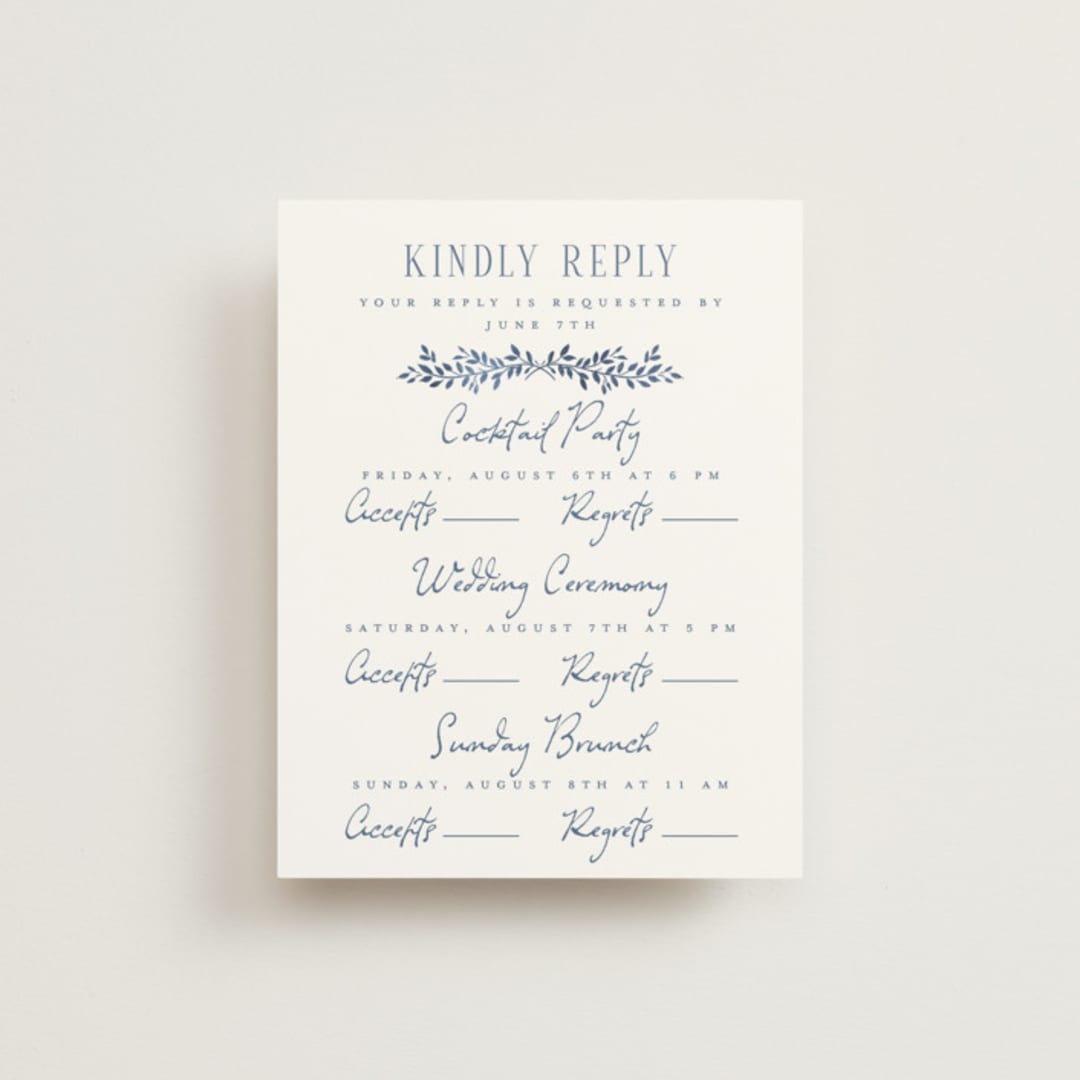 "Pavilion" - Multi-Event RSVP Cards in Navy by Petra Kern - Front