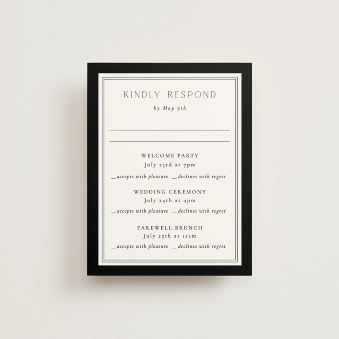 "Botanical Love" - Multi-Event RSVP Cards in Black Tie by Susan Moyal - Front