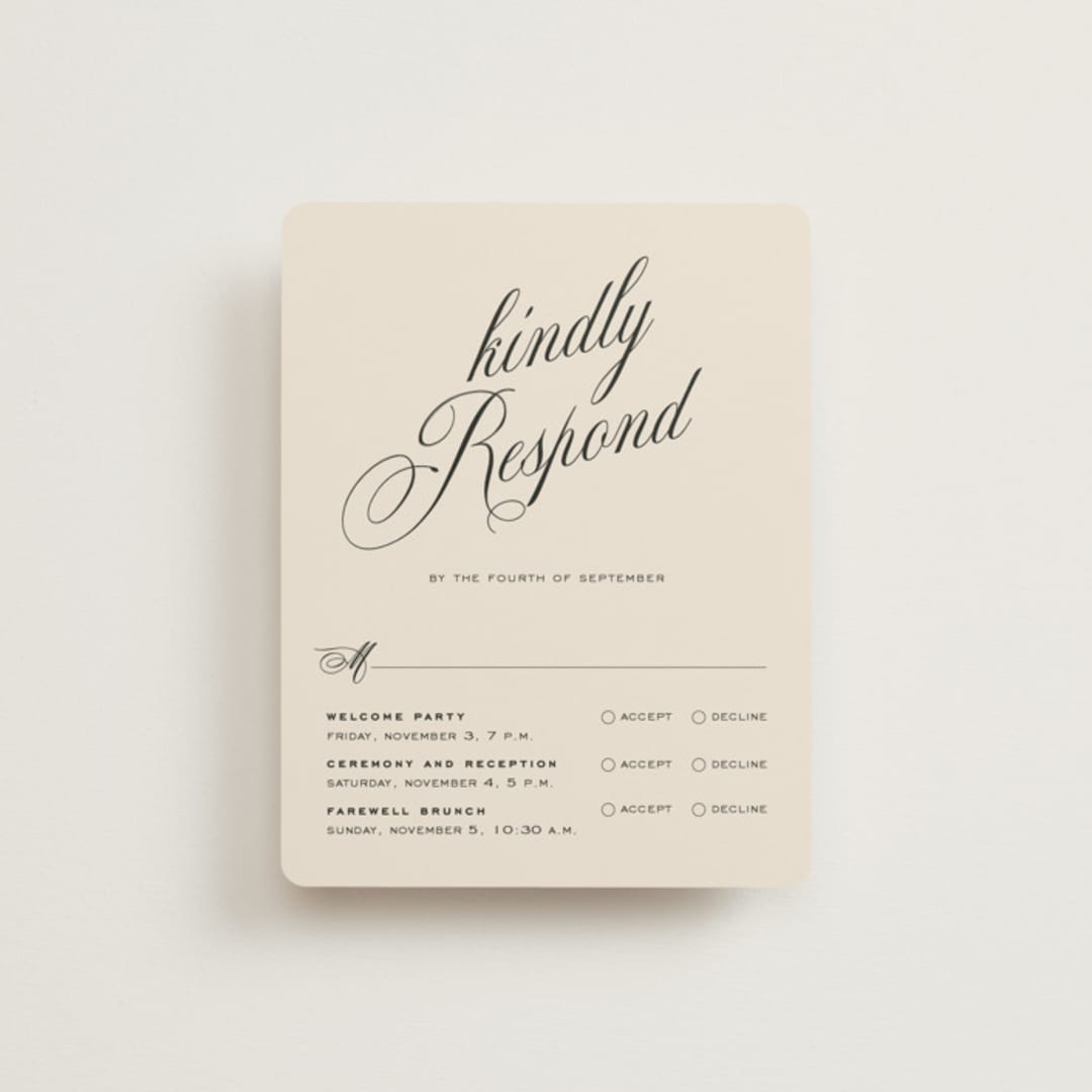 "Modern Romance" - Multi-Event RSVP Cards in Almond by Eric Clegg - Front