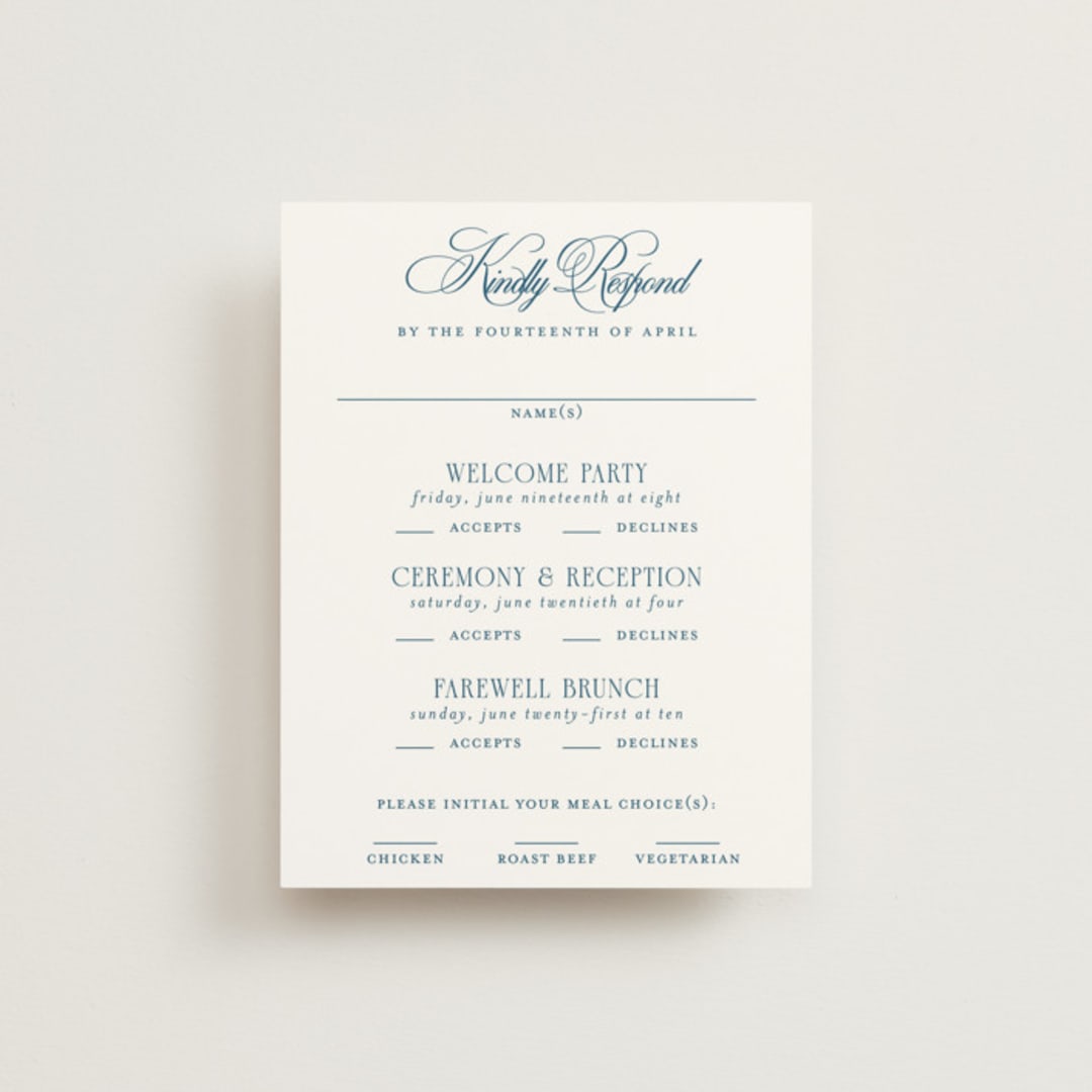 "Hilton" - Multi-Event RSVP Cards in Ocean by Kelly Schmidt - Front
