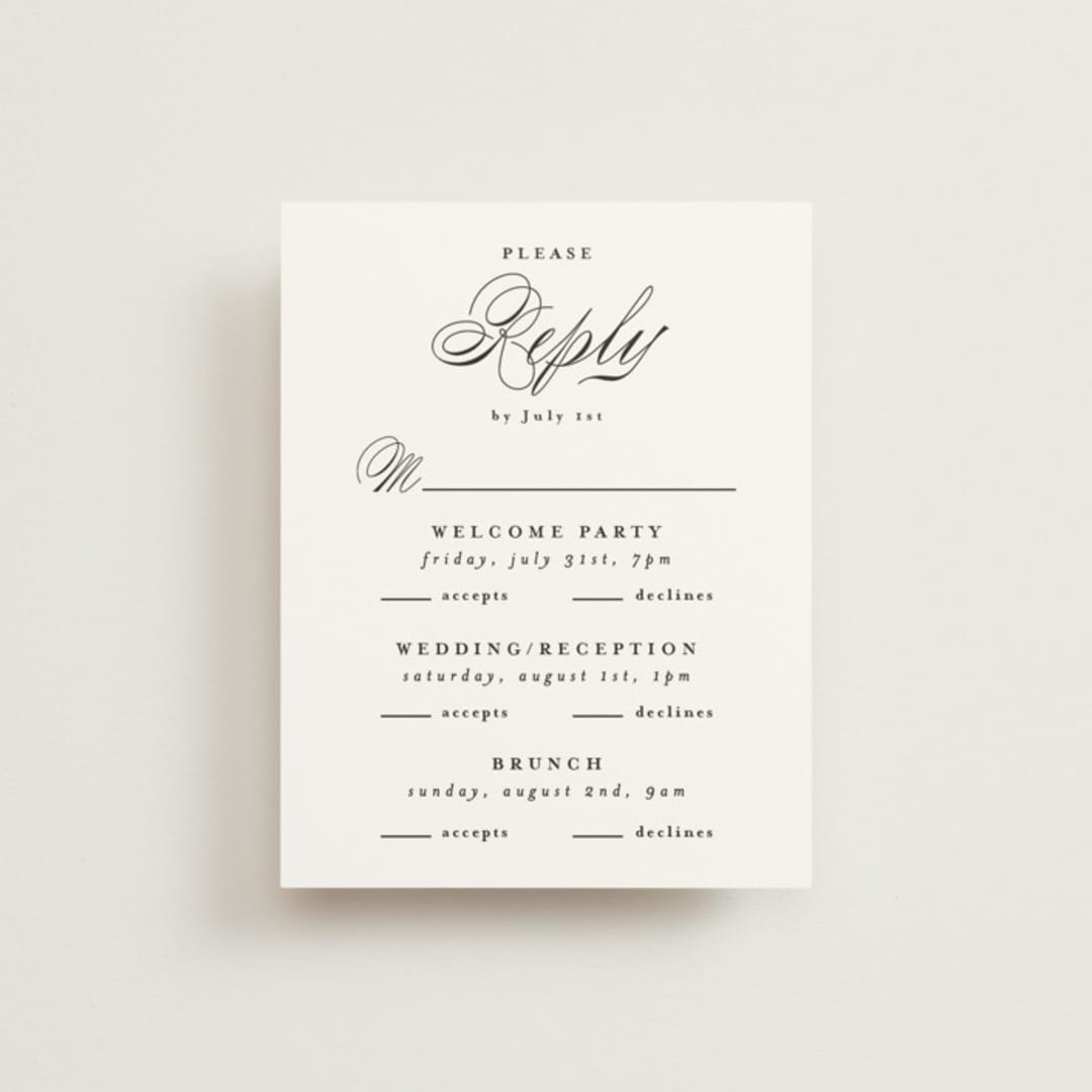 "Everything Love" - Multi-Event RSVP Cards in Ebony by Louise Kay - Front