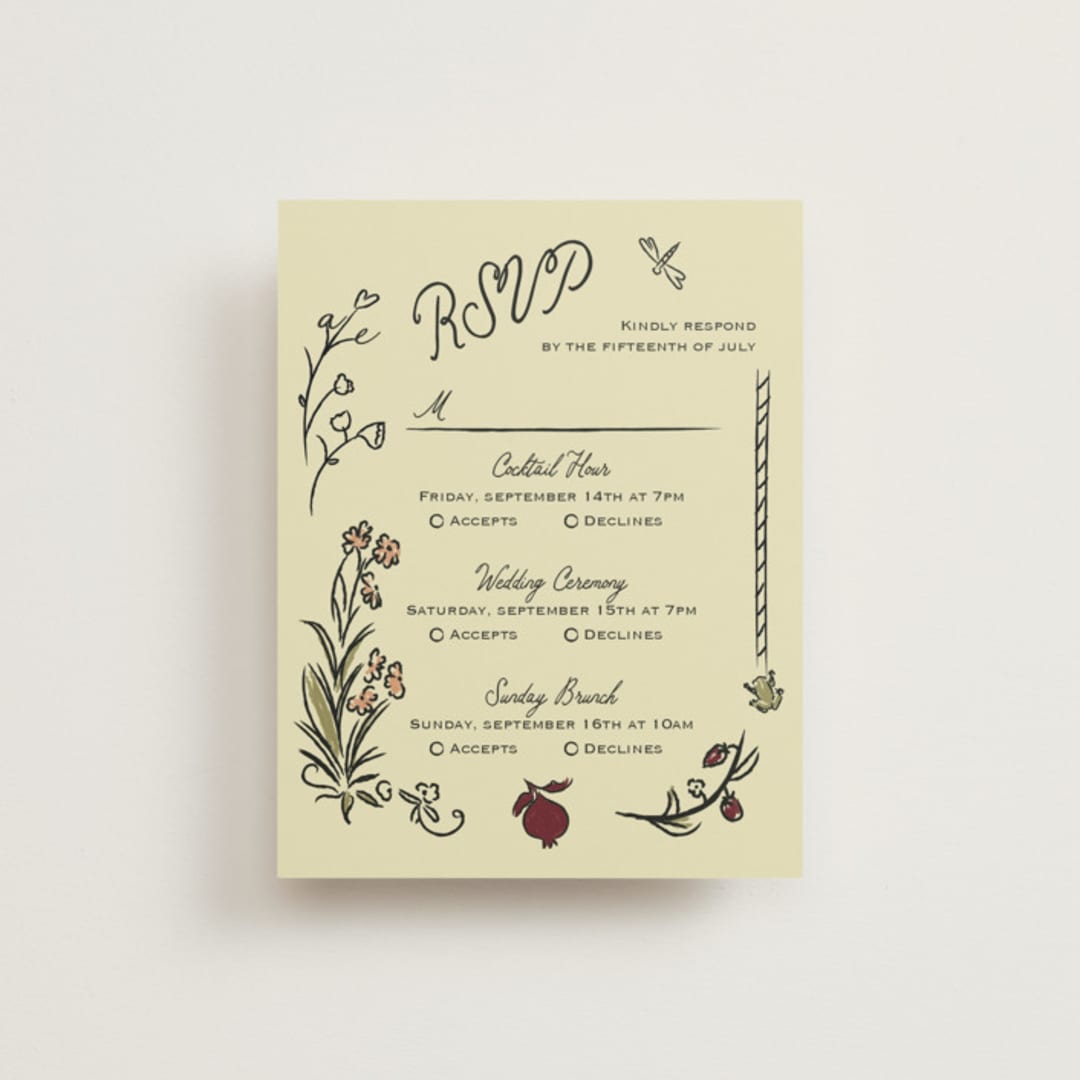 "Love Rests in a Garden" - Multi-Event RSVP Cards in Oat by Helena Vitto - Front