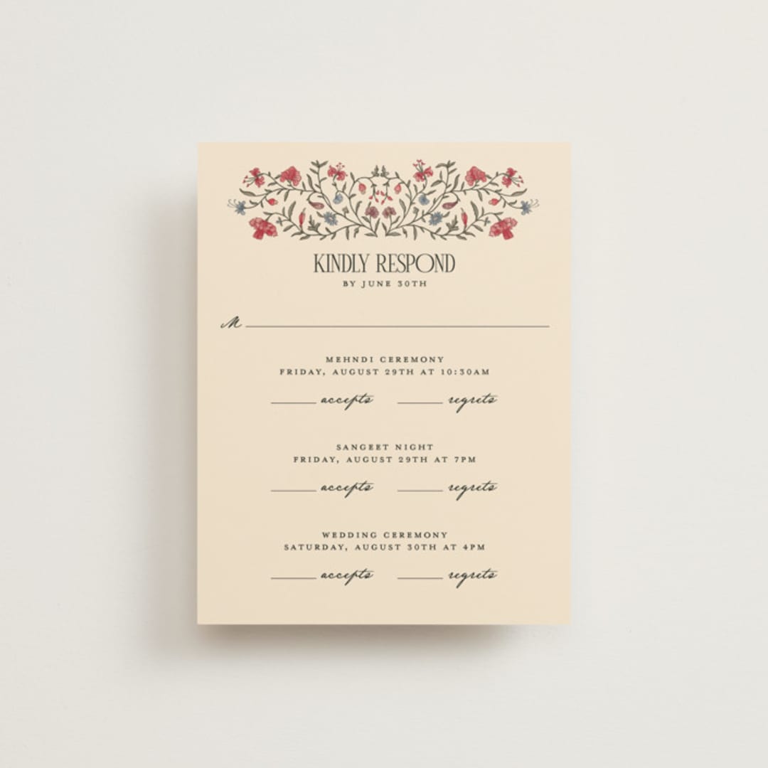"Tapestry" - Multi-Event RSVP Cards in Almond by Jenna Holcomb - Front