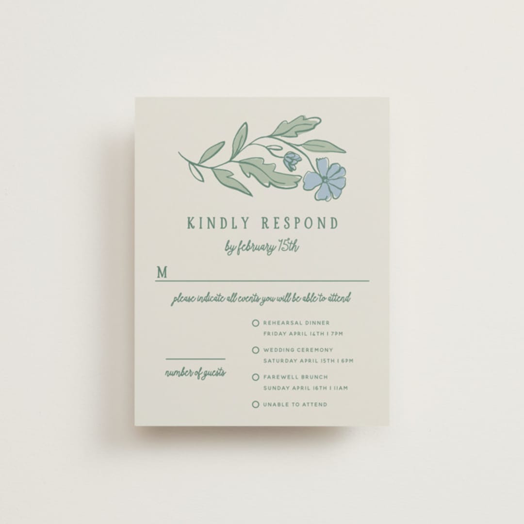 "Botanical" - Multi-Event RSVP Cards in Garden by Kelly Watkins - Front