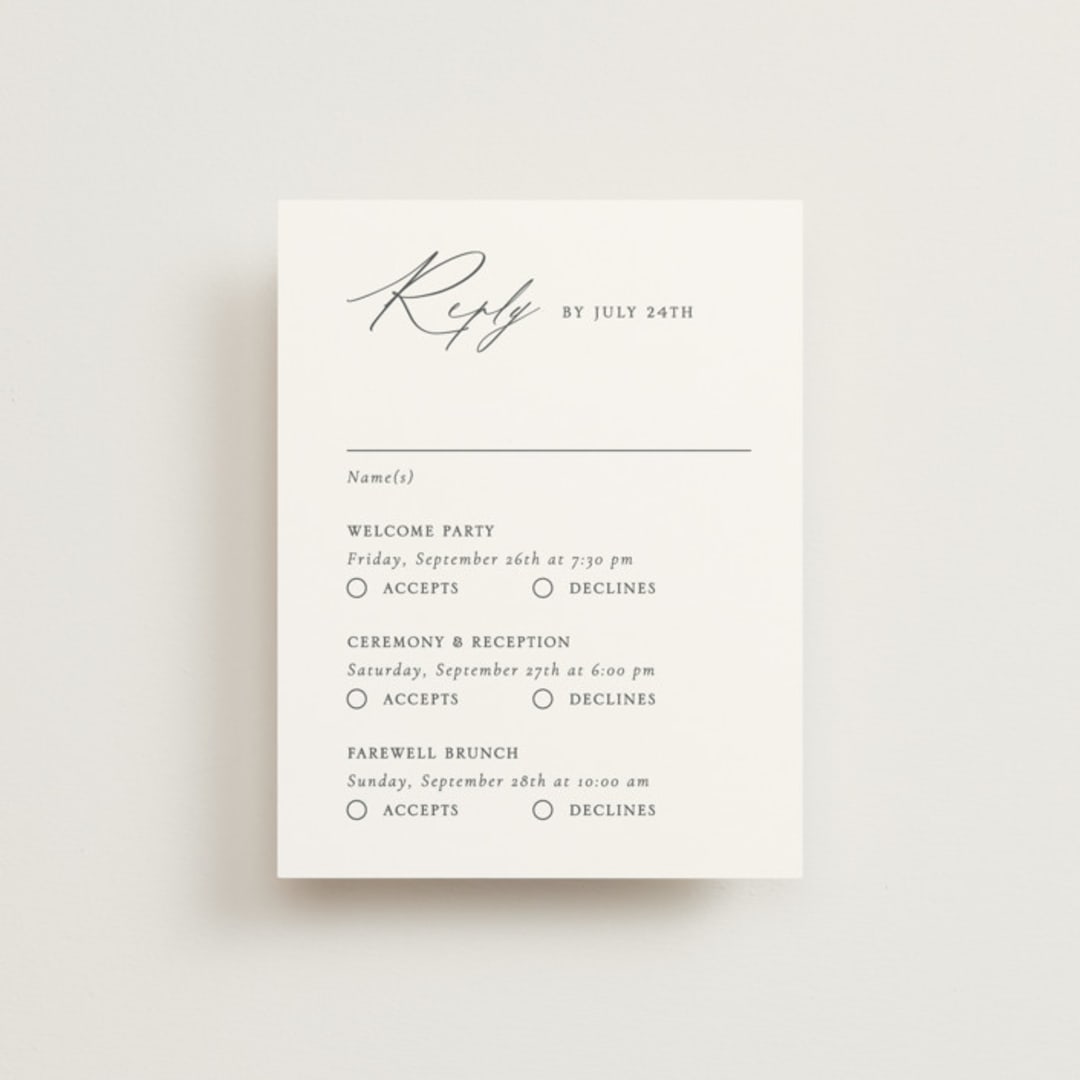 "Contemporary" - Multi-Event RSVP Cards in Cotton by Vanessa Doyle - Front