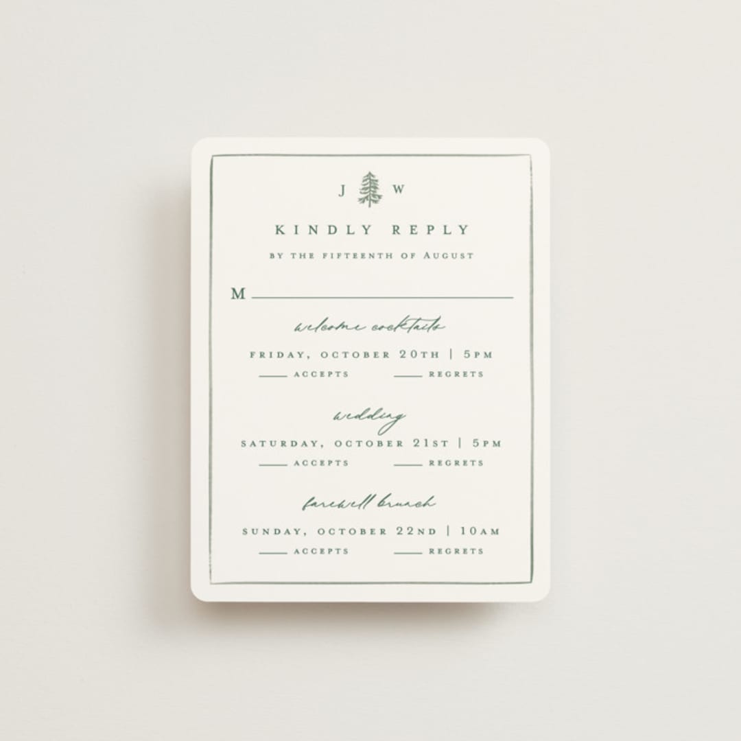 "Mountain Ridge" - Multi-Event RSVP Cards in Pine by Amy Kross - Front