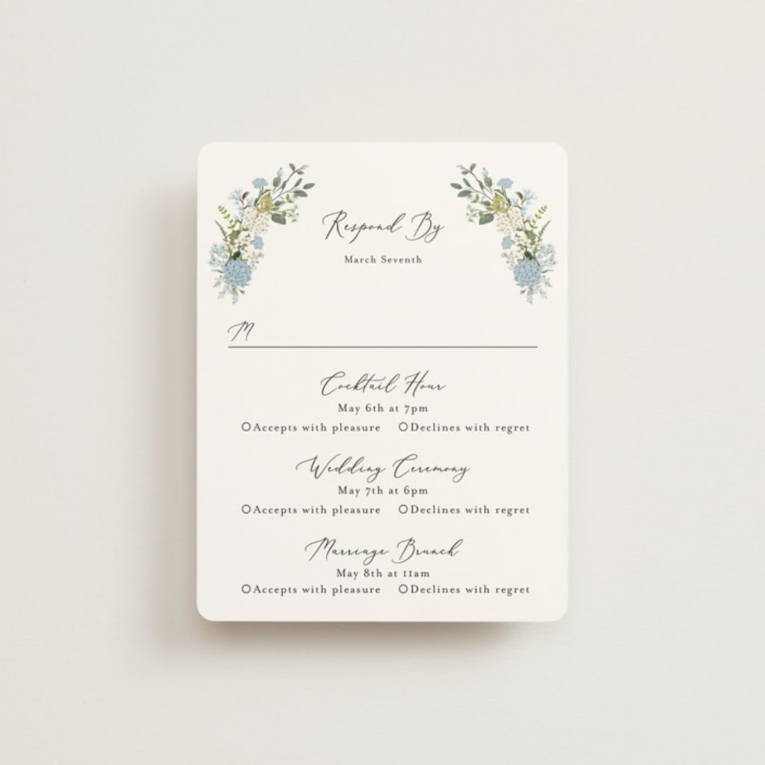 "Hydrangea Vine" - Multi-Event RSVP Cards in Coastal by Susan Moyal - Front