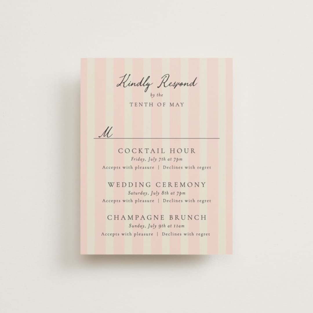 "Hand Illustrated Crest" - Multi-Event RSVP Cards in Peony by Jackie Crawford - Front