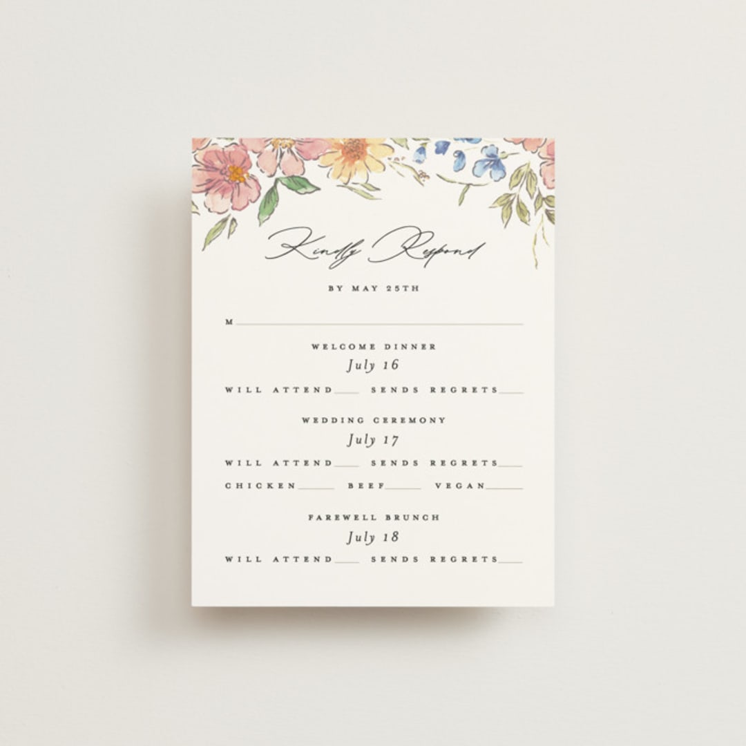 "Floral Pop" - Multi-Event RSVP Cards in Tropical by Itsy Belle Studio - Front