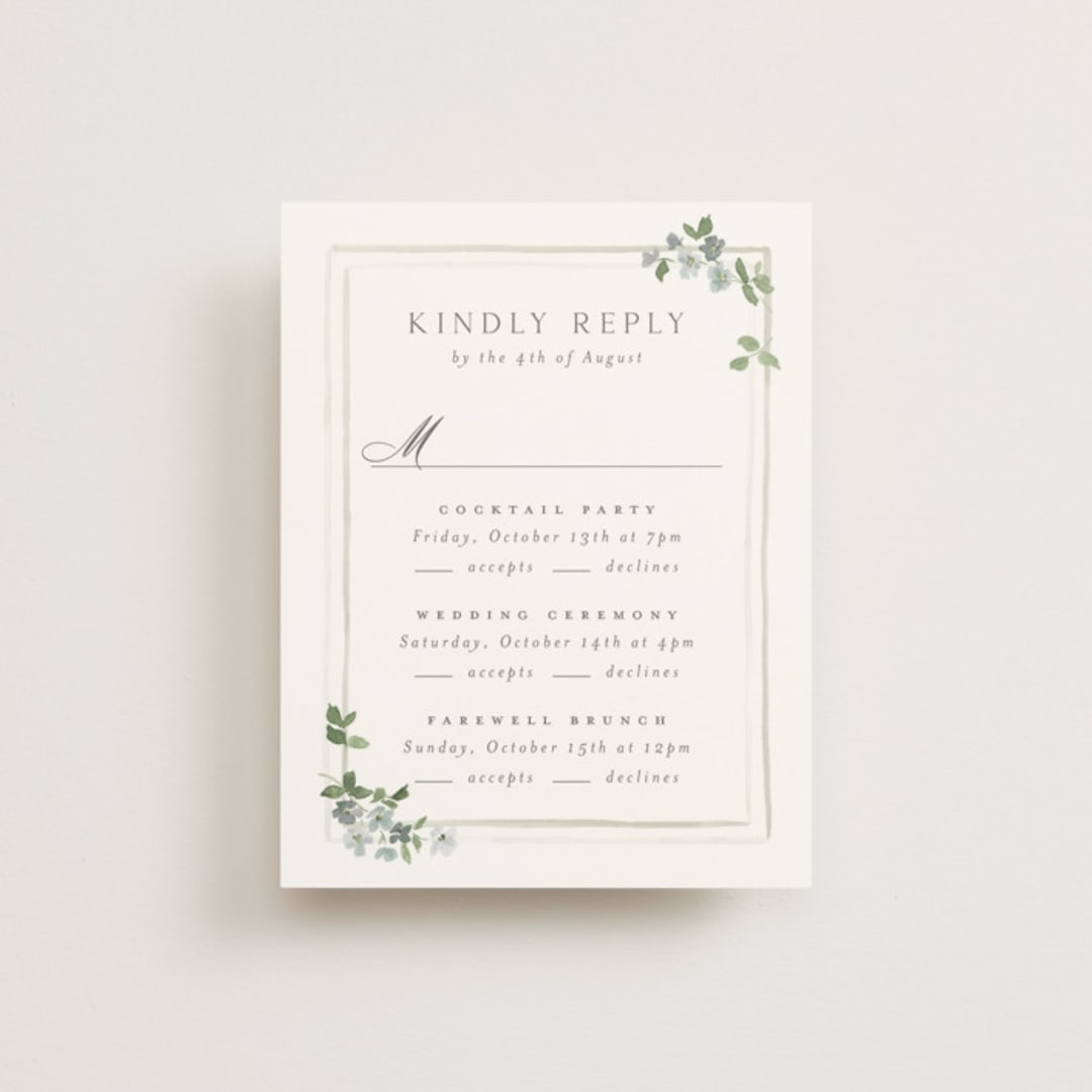 "Wistful" - Multi-Event RSVP Cards in Mist by Everett Paper Goods - Front