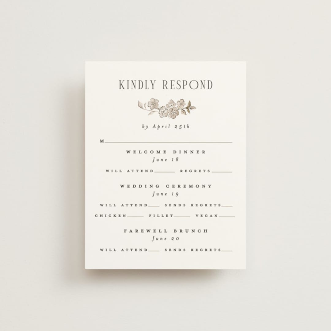 "Daphne" - Multi-Event RSVP Cards in Sepia by Itsy Belle Studio - Front