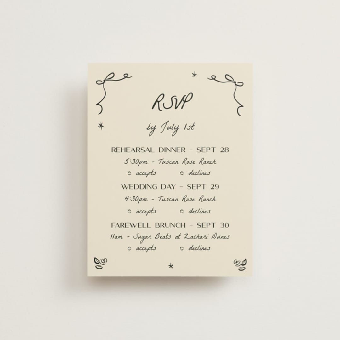 "Roses" - Multi-Event RSVP Cards in Vanilla by Ani Somi - Front