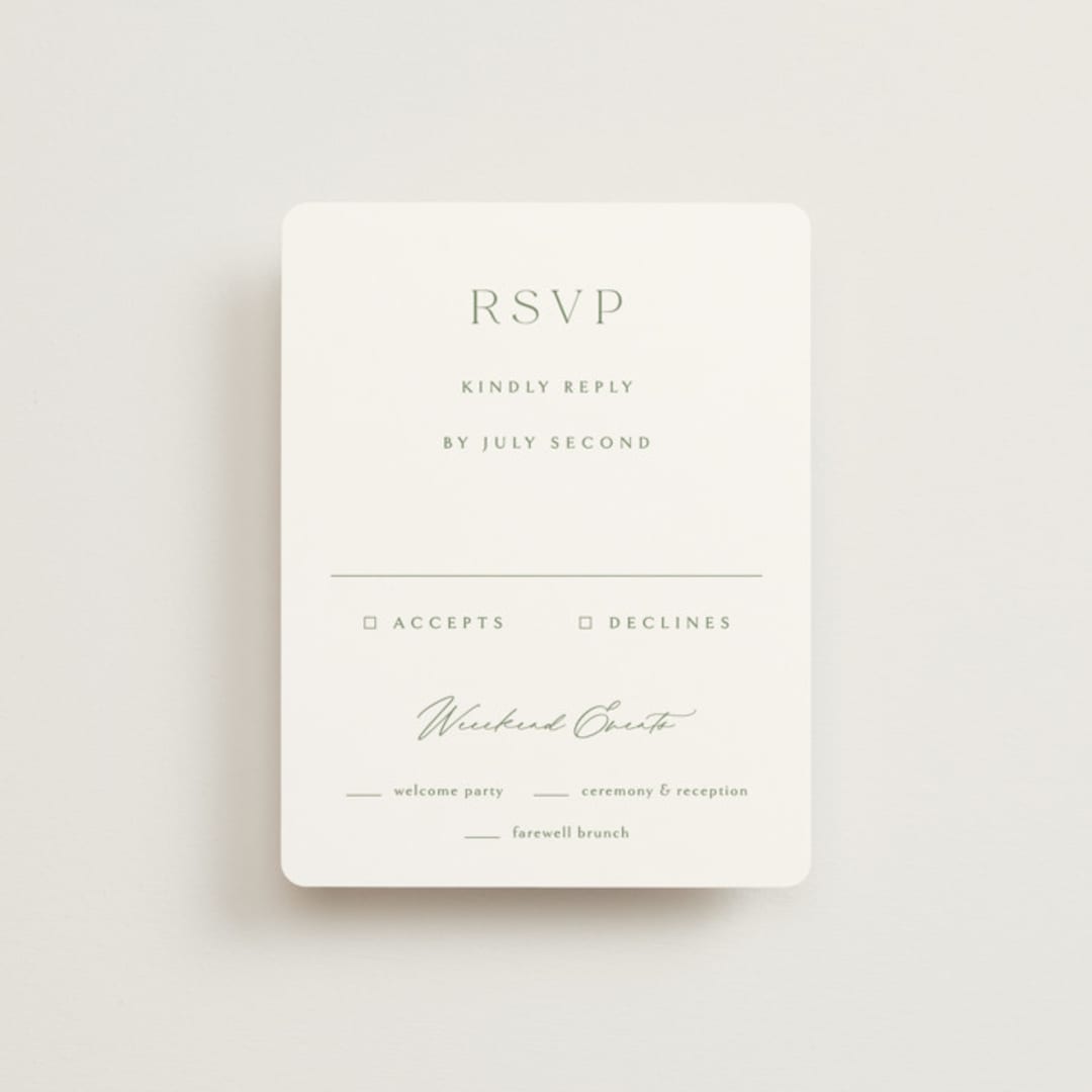 "Victoria" - Multi-Event RSVP Cards in Clover by Kelly Schmidt - Front