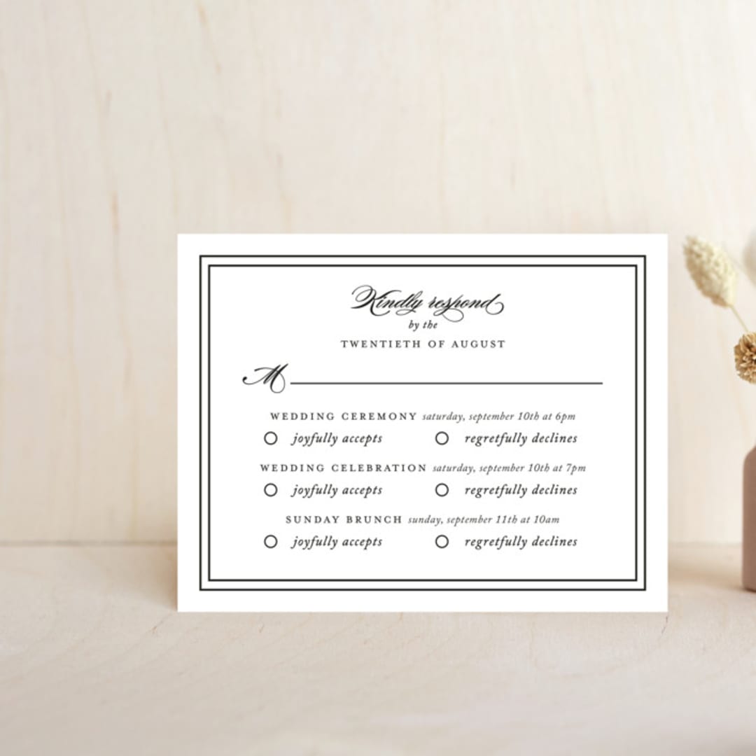 "Eloquence" - Multi-Event RSVP Cards in Vanilla by Kimberly FitzSimons - Front