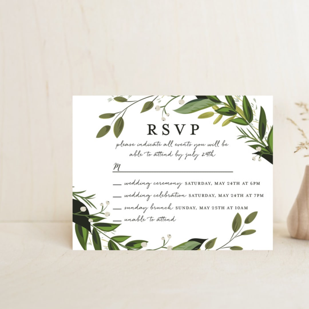 "Vines of Green" - Multi-Event RSVP Cards in Fern by Susan Moyal - Front