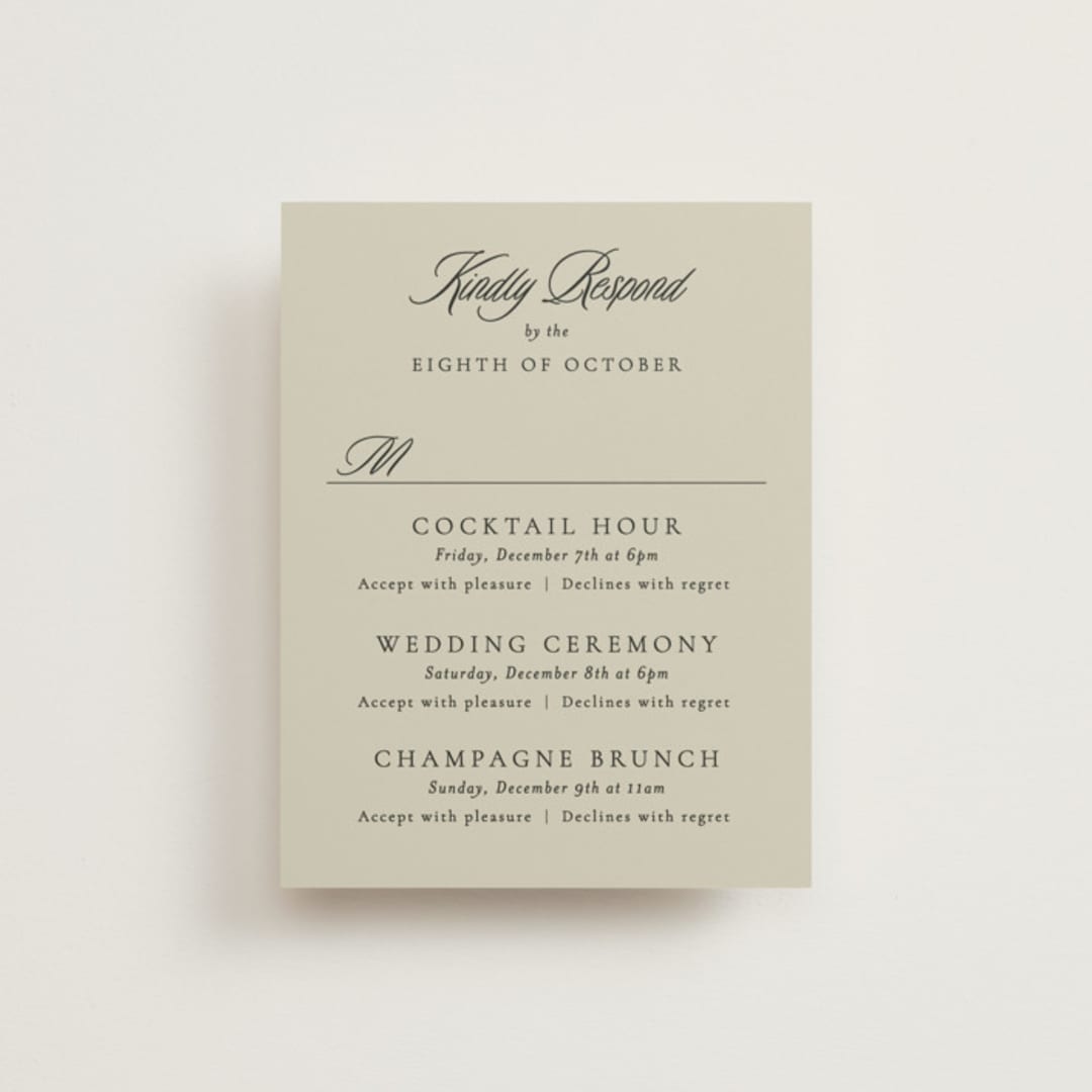 "holiday ribbon" - Multi-Event RSVP Cards in Ruby by Jackie Crawford - Front