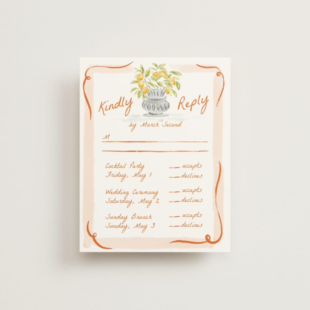 "Giardino" - Multi-Event RSVP Cards in Flame by Pati Cascino - Front