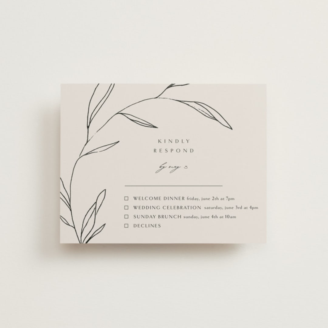 "Waldorf" - Multi-Event RSVP Cards in Taupe by Kelly Schmidt - Front