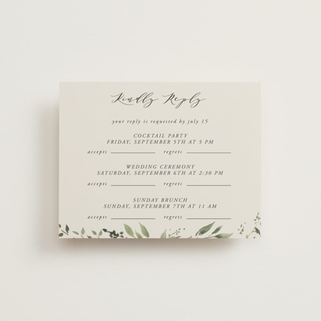 "Verde" - Multi-Event RSVP Cards in Meadow by Petra Kern - Front