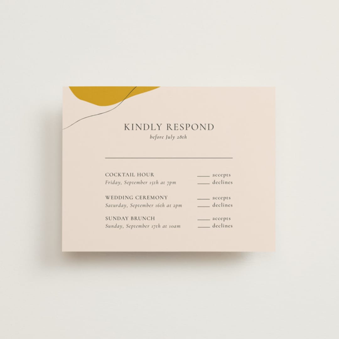 "Trust" - Multi-Event RSVP Cards in Ochre by Wendy Chung - Front