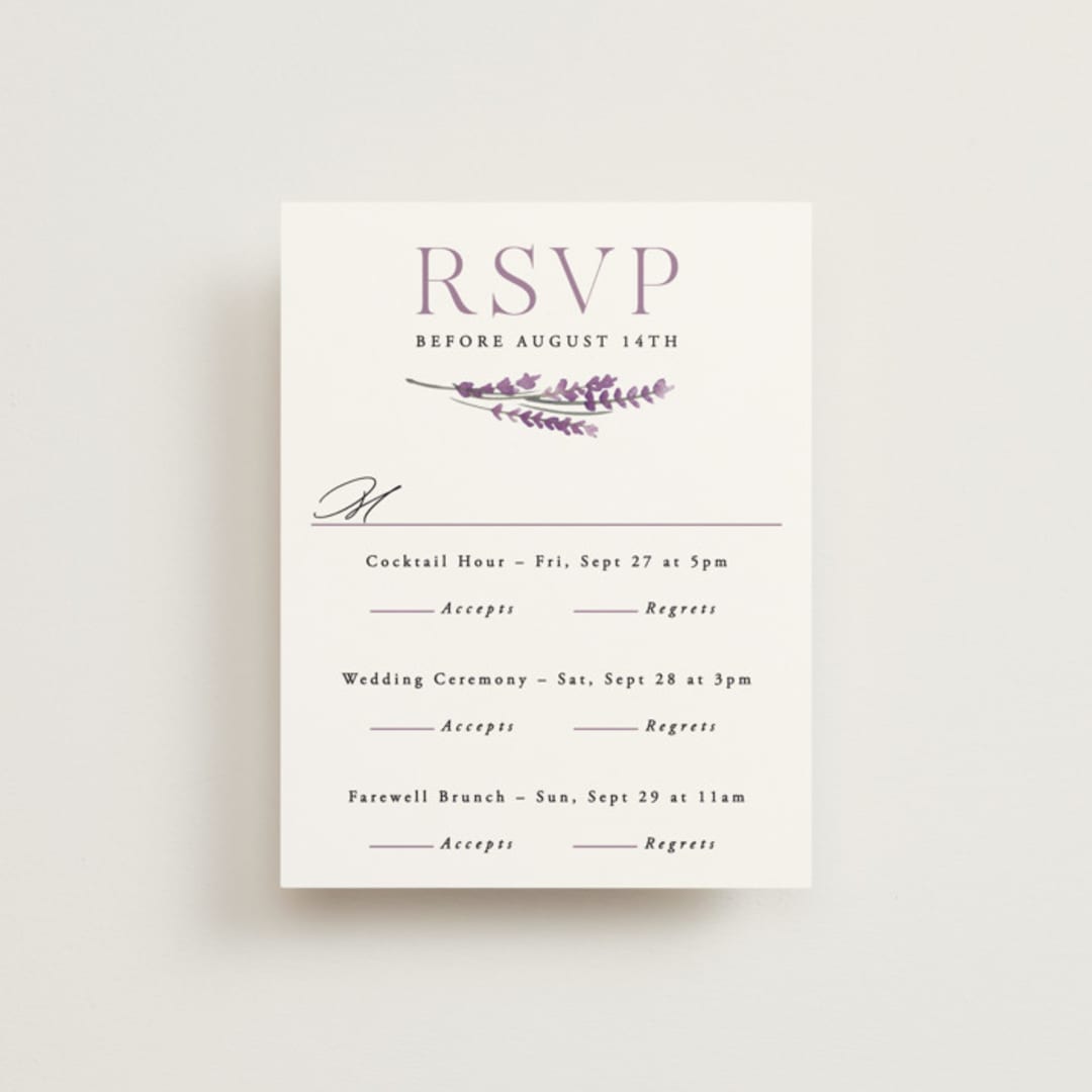"Romantic Florals" - Multi-Event RSVP Cards in Violet by Hooray Creative - Front