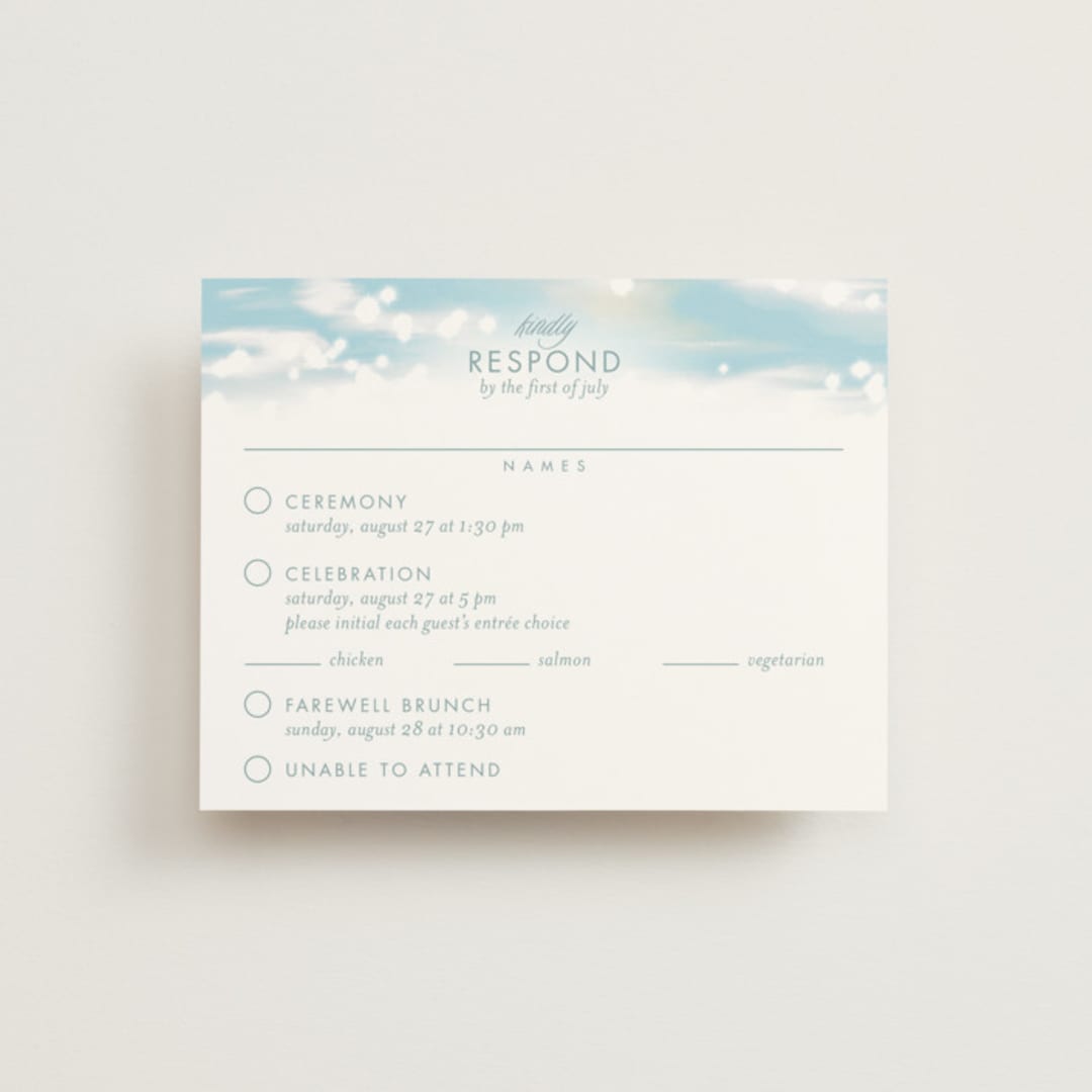 "Glisten" - Multi-Event RSVP Cards in Rose Quartz by Sam Dubeau - Front