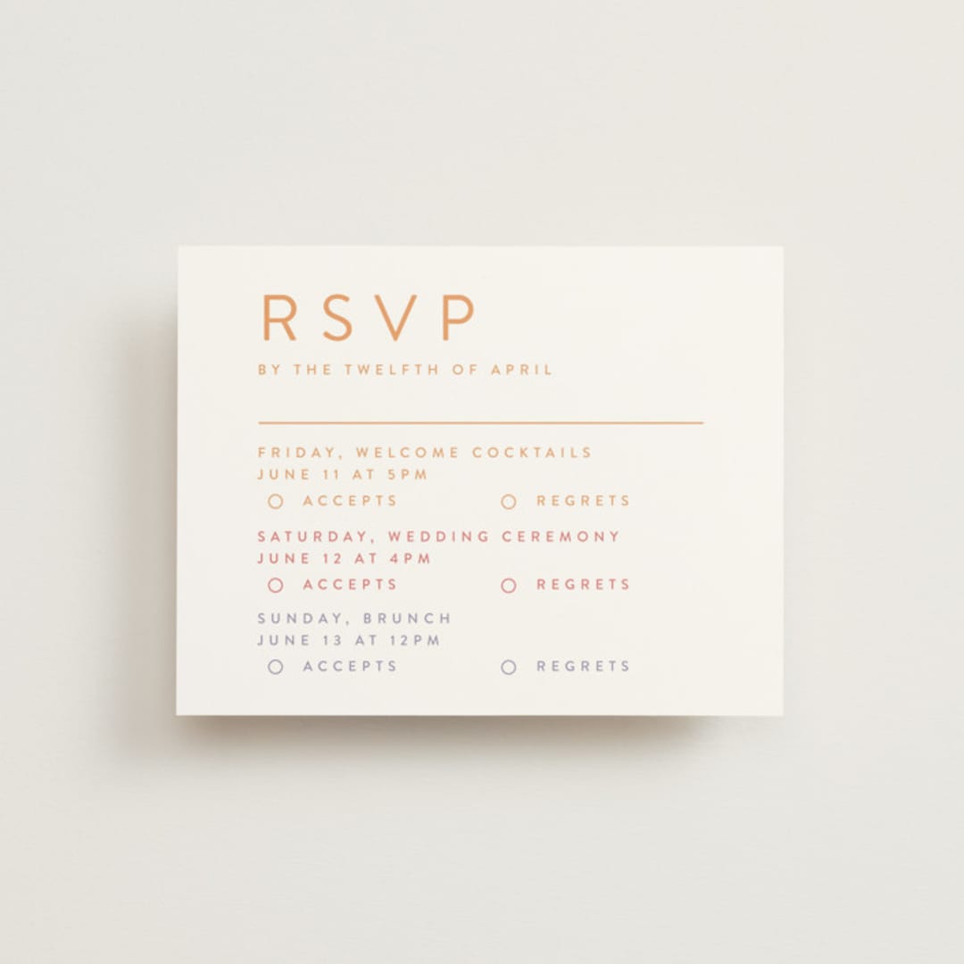 "Amanecer" - Multi-Event RSVP Cards in Dawn by Tamara Hilje - Front