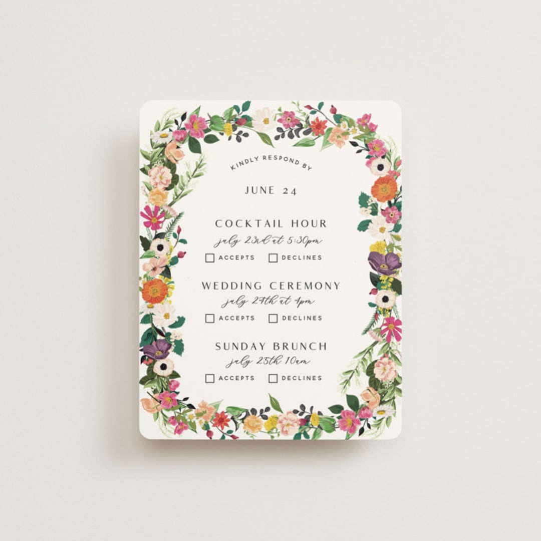 "Secret Garden" - Multi-Event RSVP Cards in Daisy by Susan Moyal - Front
