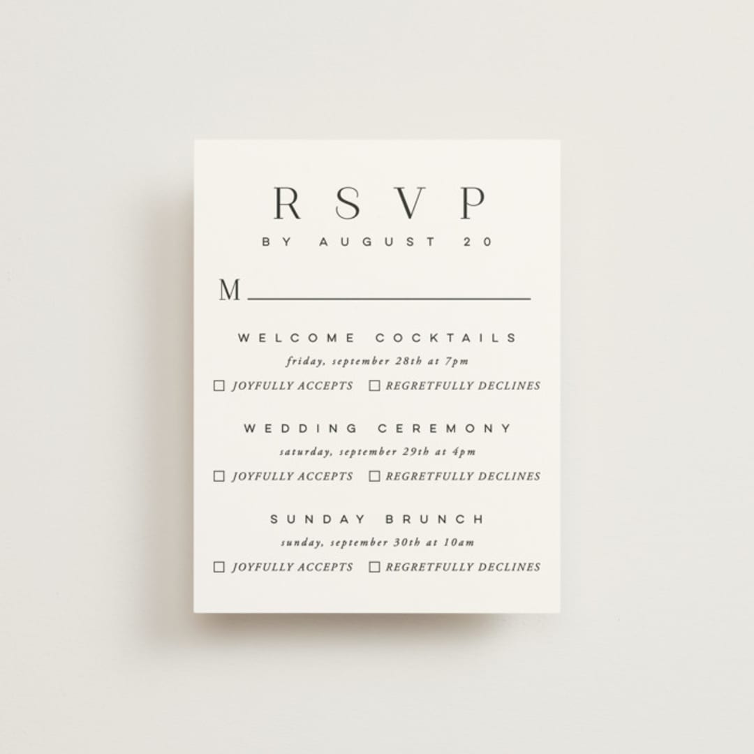 "The Space Between" - Multi-Event RSVP Cards in Sugar by Jessica Williams - Front