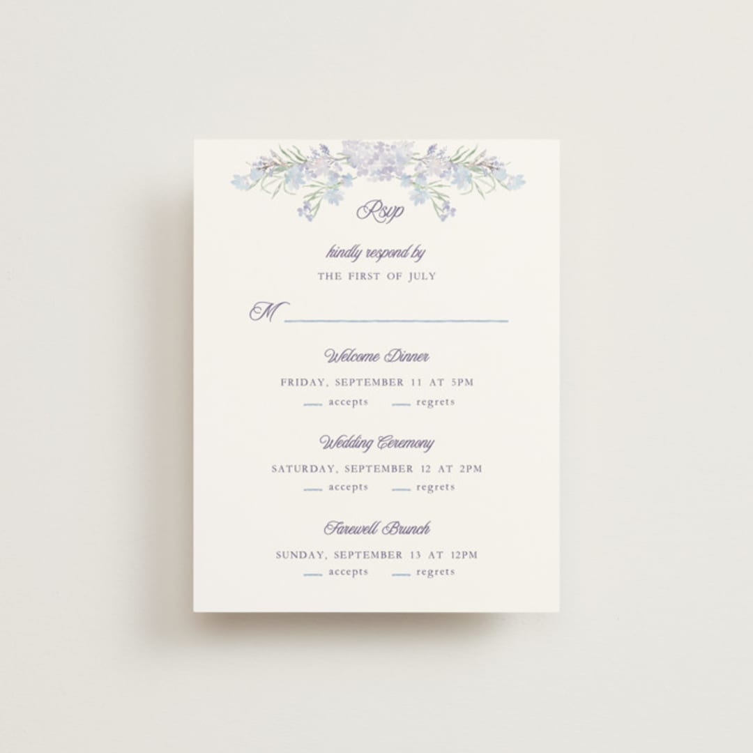 "Hydrangea" - Multi-Event RSVP Cards in Toscana by Claudia Orengo - Front