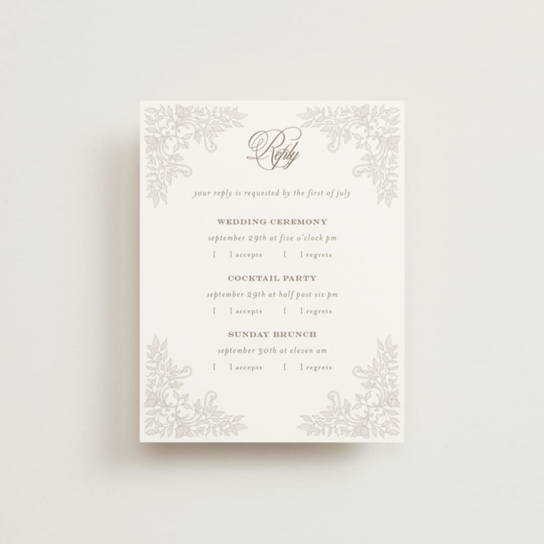 "vintage flourishes" - Multi-Event RSVP Cards in Natural by BR Designs - Front
