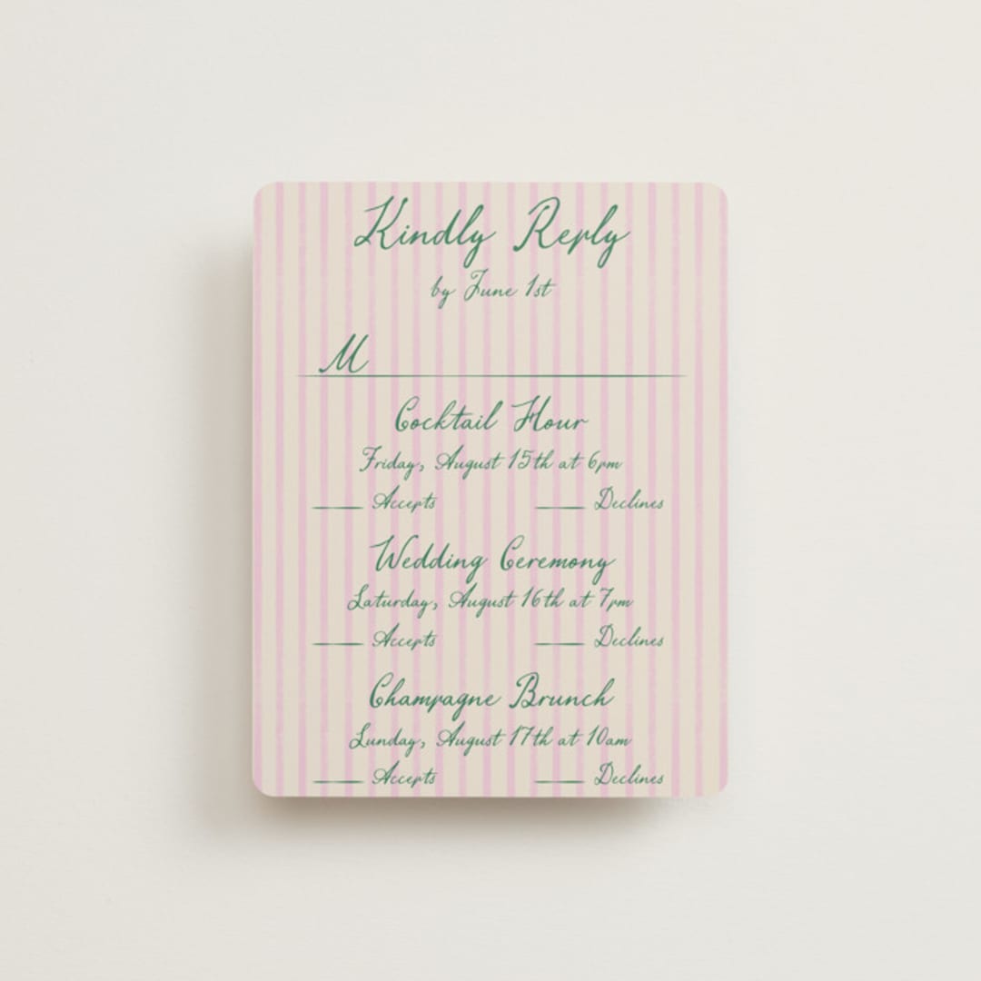 "Whimsical Hand Illustrated Crest" - Multi-Event RSVP Cards in Peony by Jackie Crawford - Front