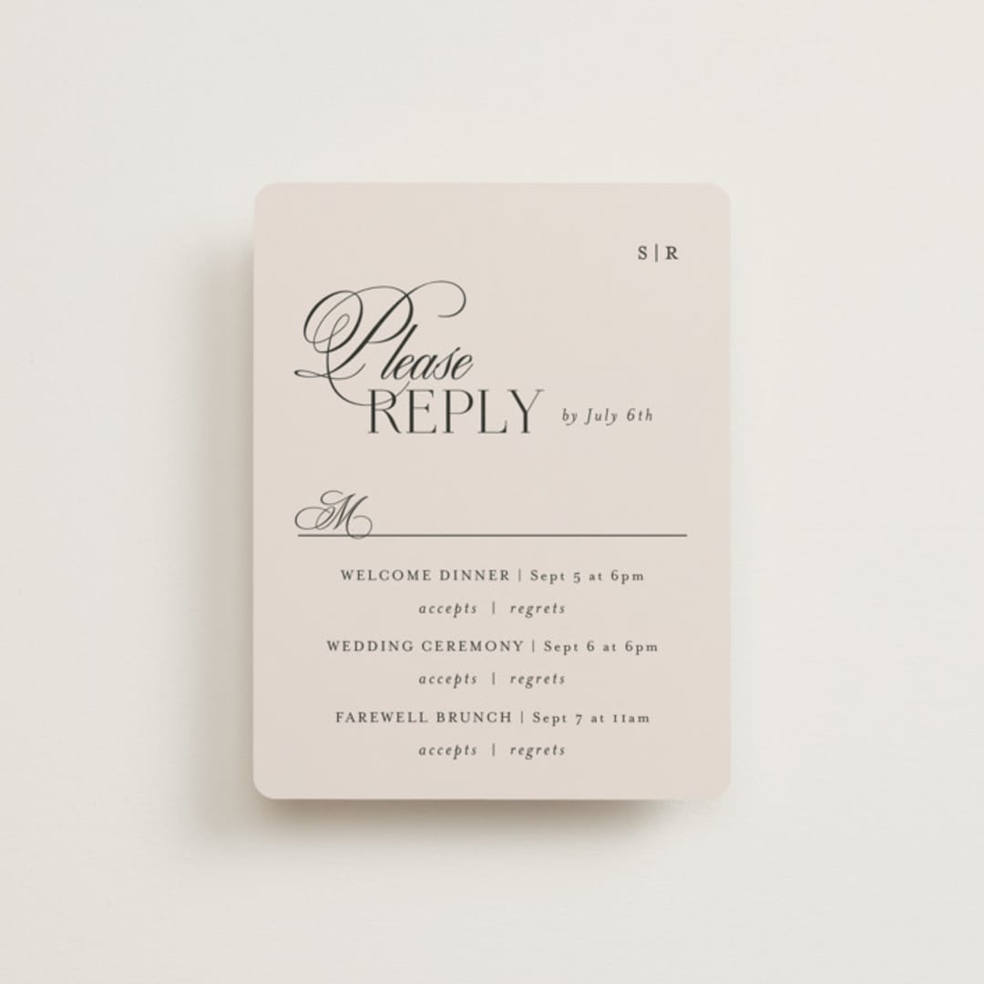 "Sibonie" - Multi-Event RSVP Cards in Ivory by Melanie Kosuge - Front
