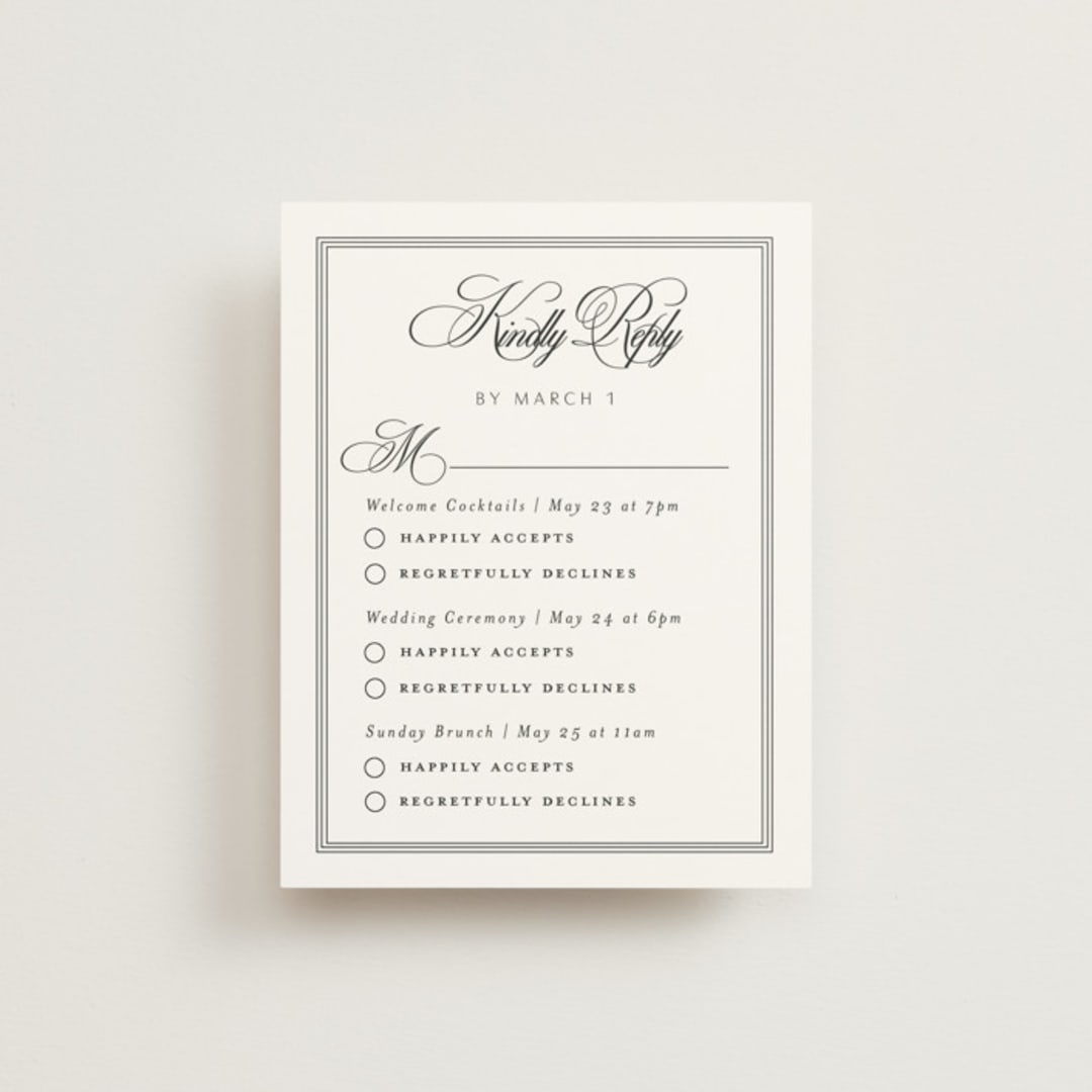 "Black Tie Elegance" - Multi-Event RSVP Cards in Tuxedo by Nicoletta Savod - Front