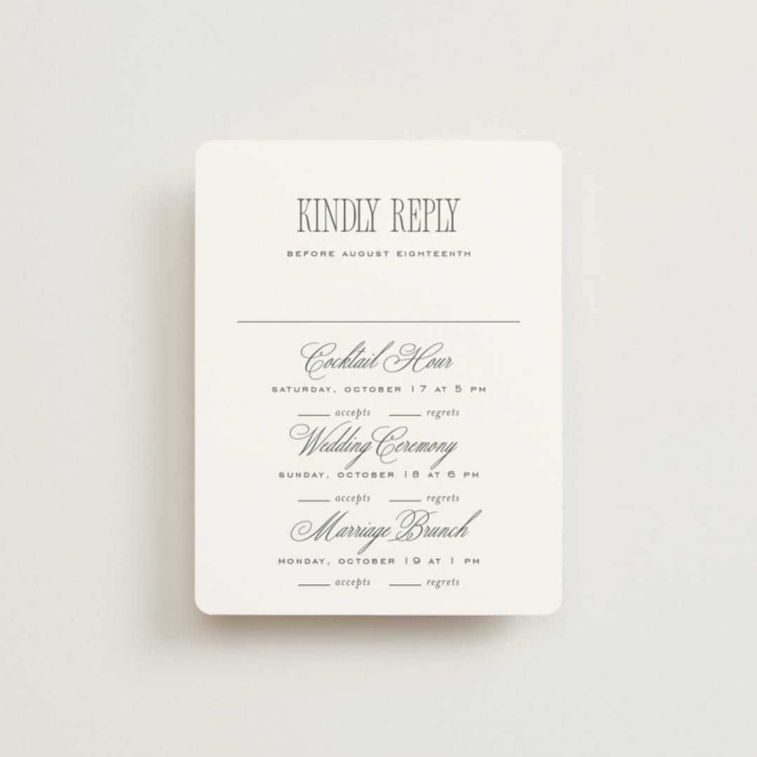 "ris al’amande" - Multi-Event RSVP Cards in Sugar by chocomocacino - Front