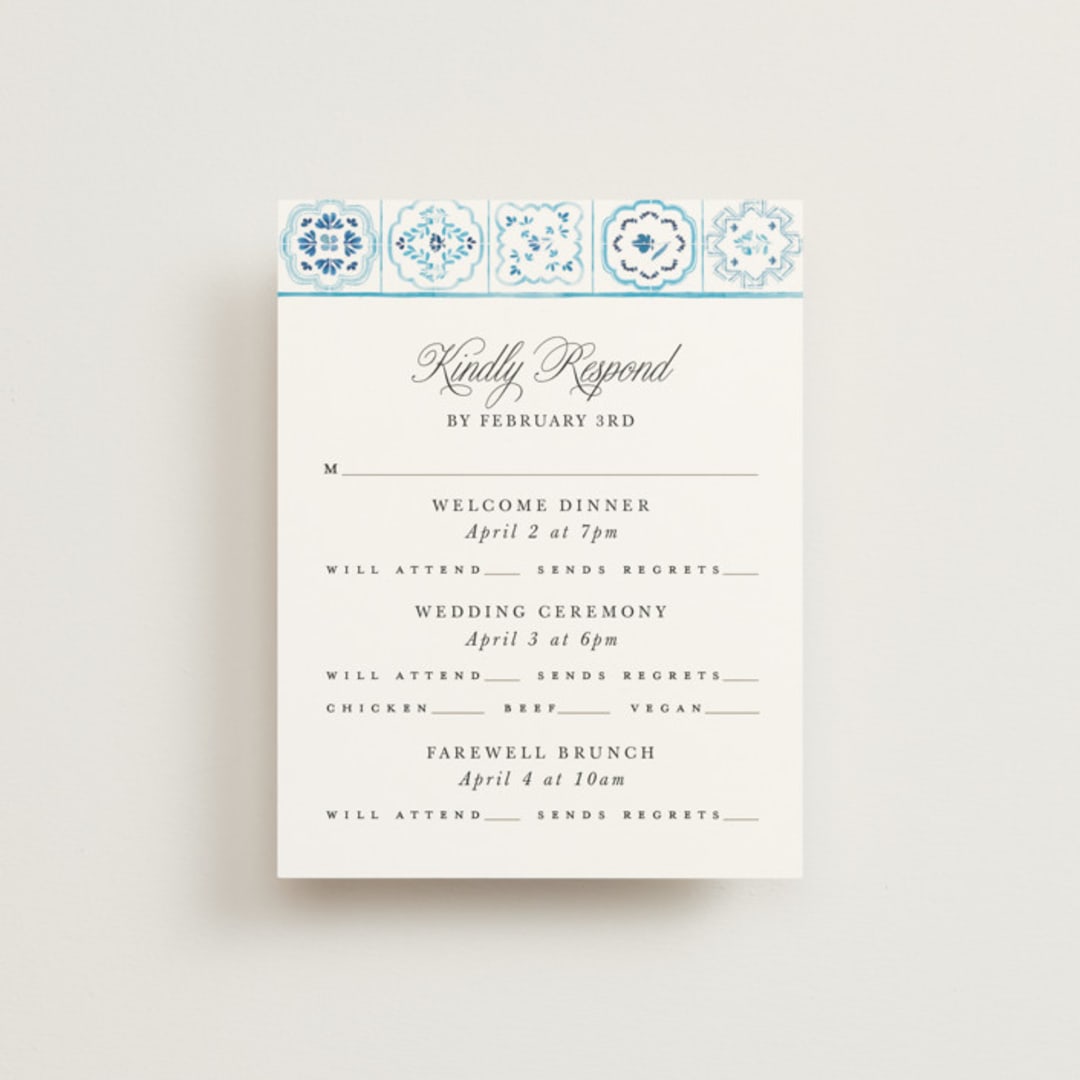 "Almafi" - Multi-Event RSVP Cards in Cerulean by Itsy Belle Studio - Front