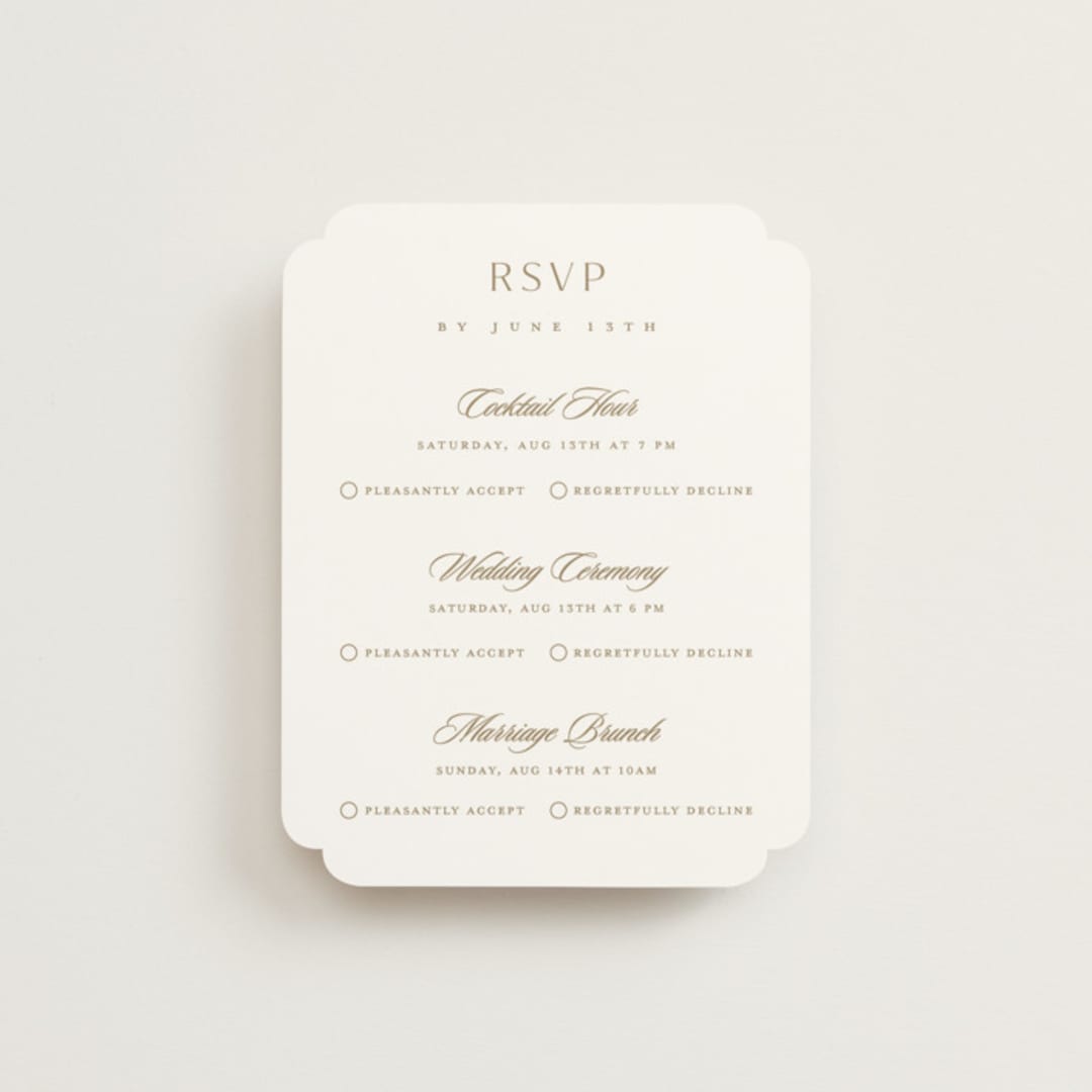 "Classic decorum" - Multi-Event RSVP Cards in Golden by Stacey Meacham - Front