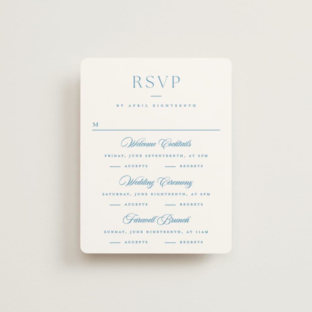 "Gwenyth" - Multi-Event RSVP Cards in Neptune by Kristie Kern - Front