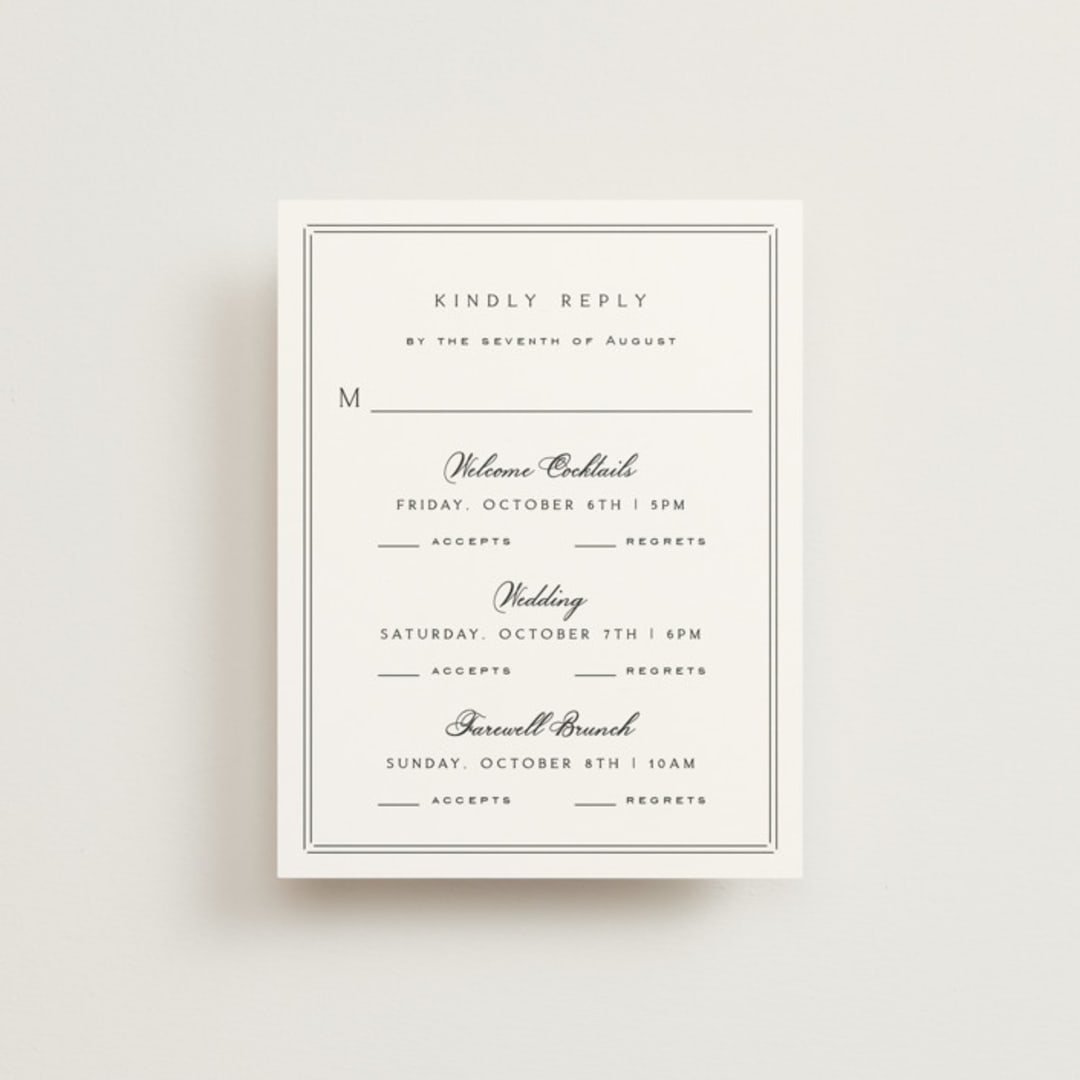 "Stripe Bevel" - Multi-Event RSVP Cards in Salt by Amy Kross - Front