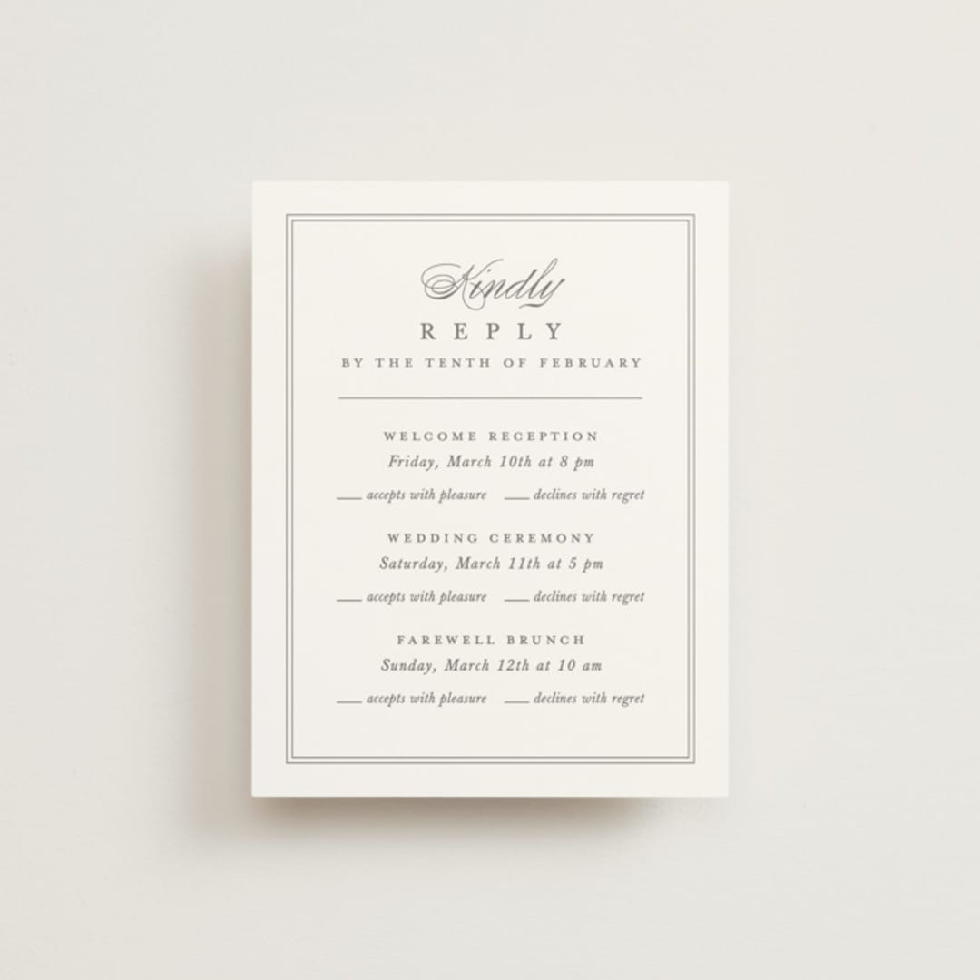 "Crawford" - Multi-Event RSVP Cards in Ivory by Amy Kross - Front