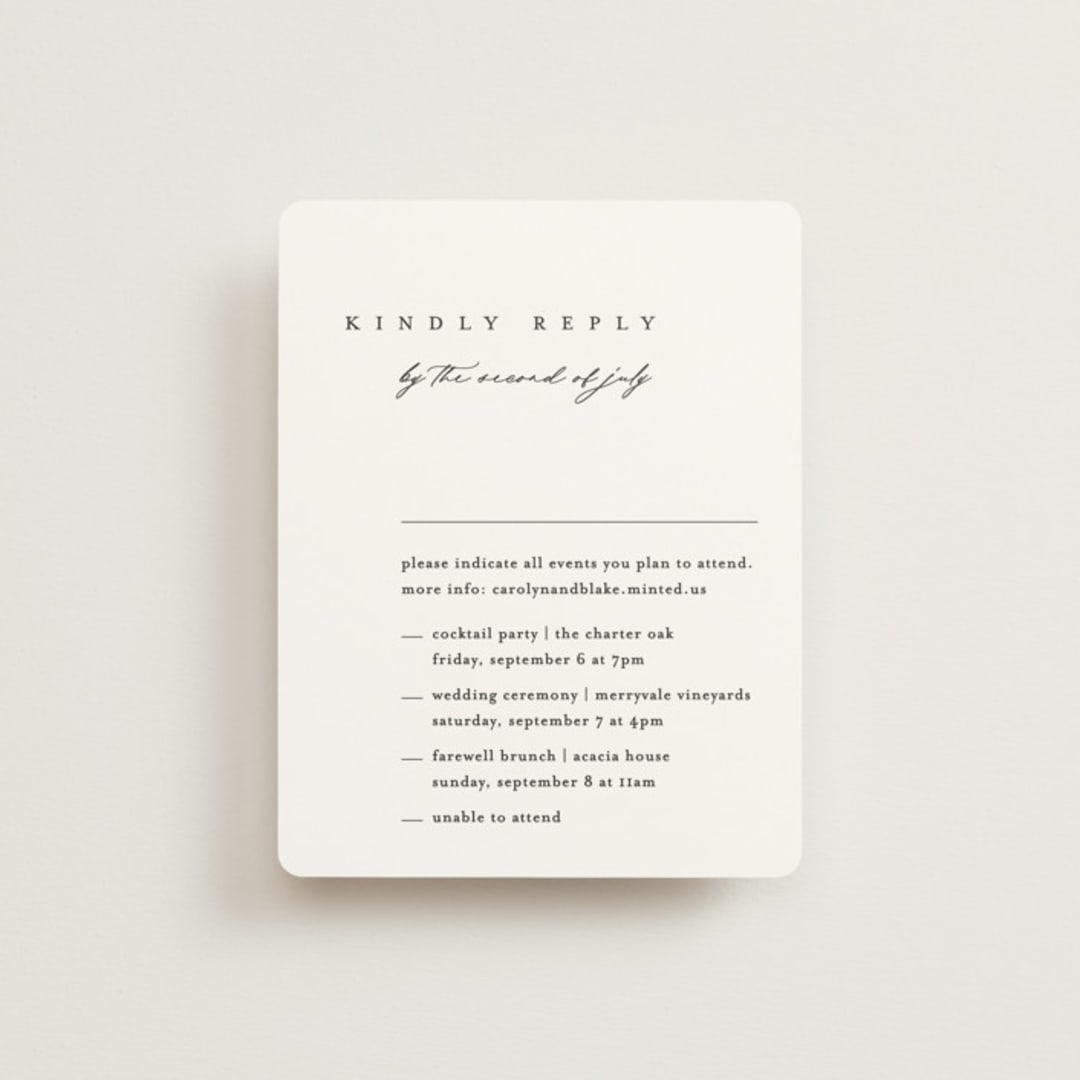 "SoHo" - Multi-Event RSVP Cards in Silk by Kelly Schmidt - Front