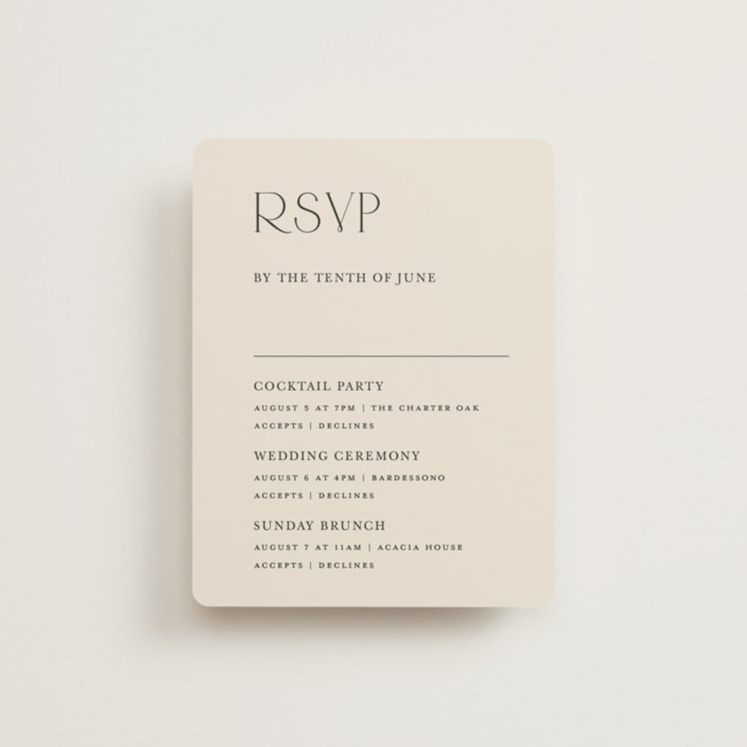 "Edge" - Multi-Event RSVP Cards in Linen by Kelly Schmidt - Front
